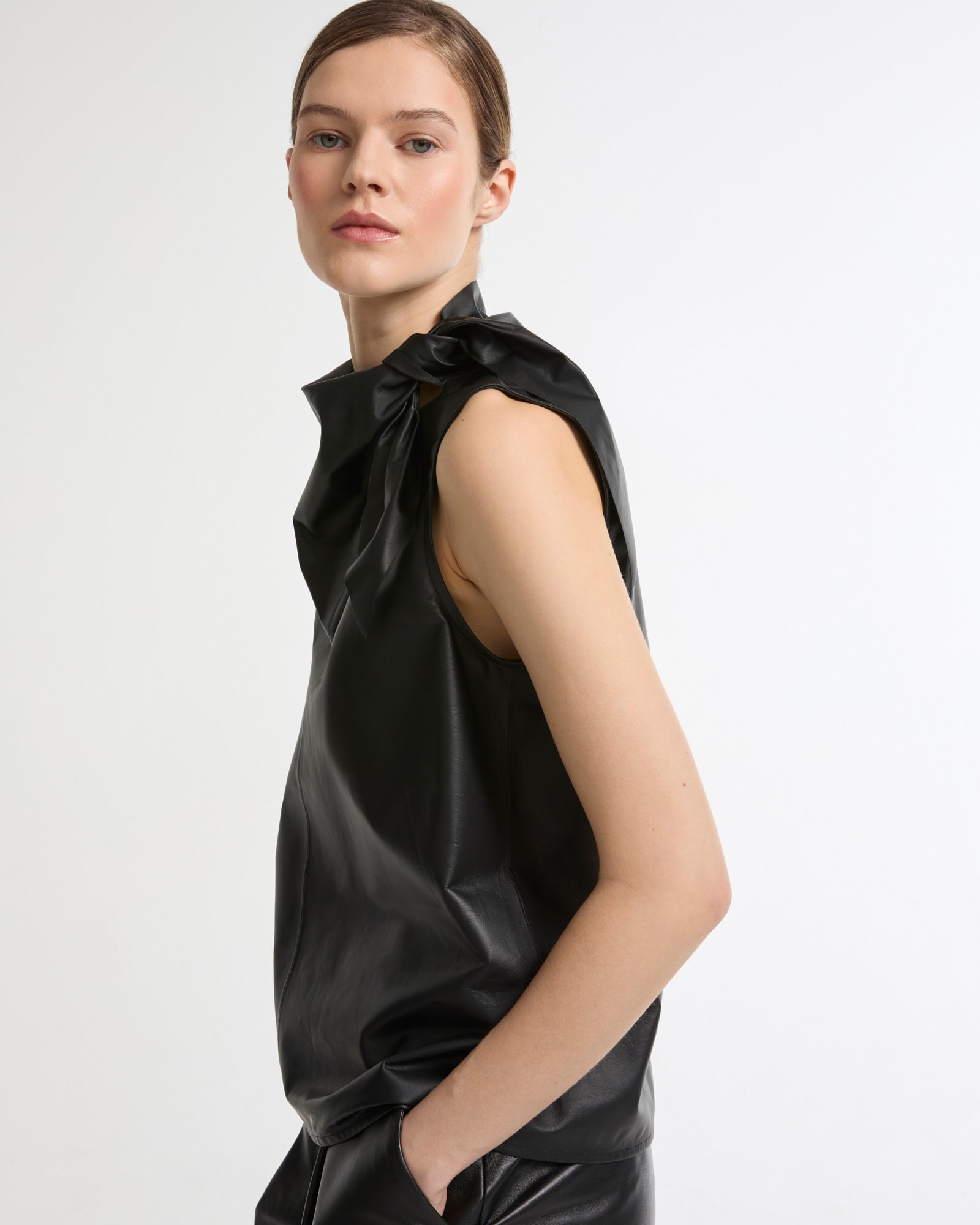 Draped leather top -Yves Salomon - New spring summer collection