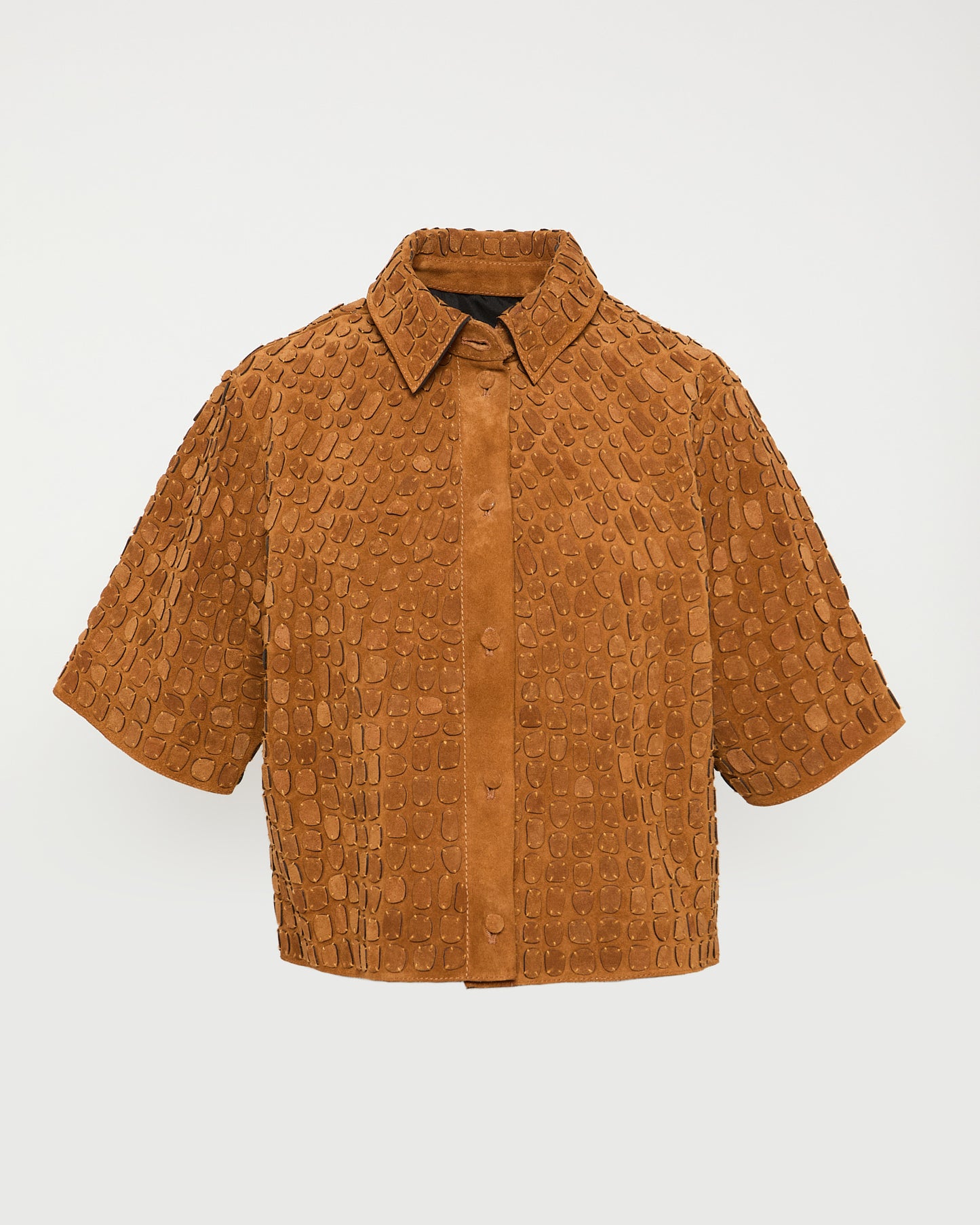 Embroidered suede calfskin shirt -Yves Salomon - New spring summer collection