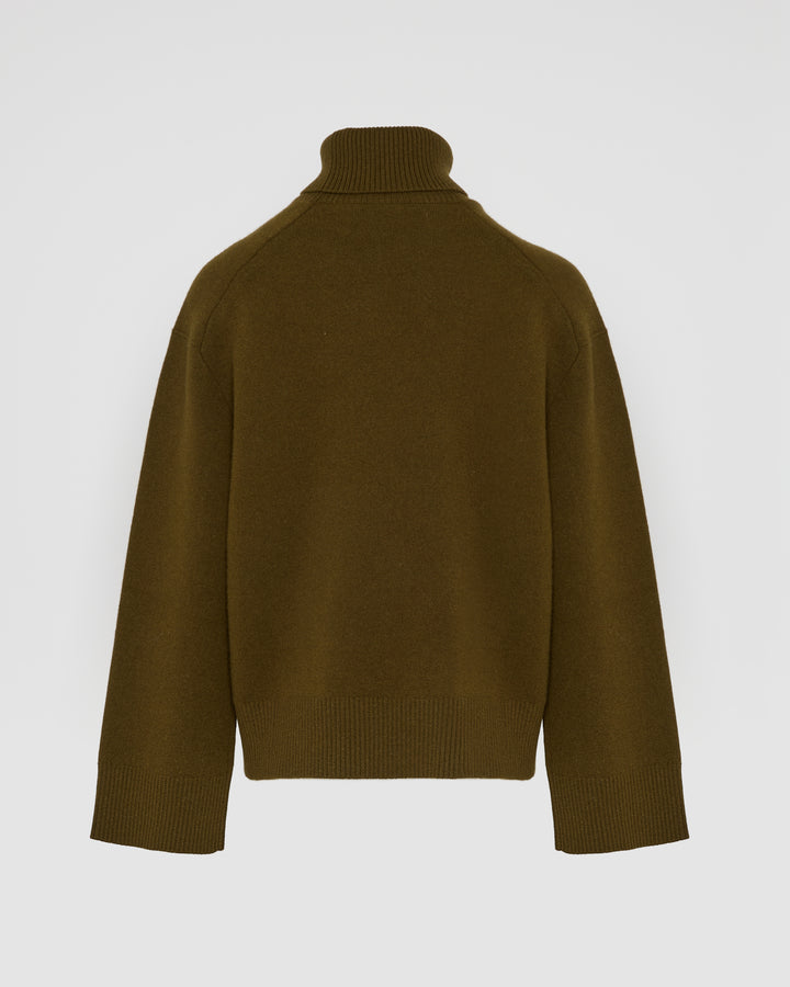 Black Friday - Yves Salomon - Polo-neck sweater - khaki - back view