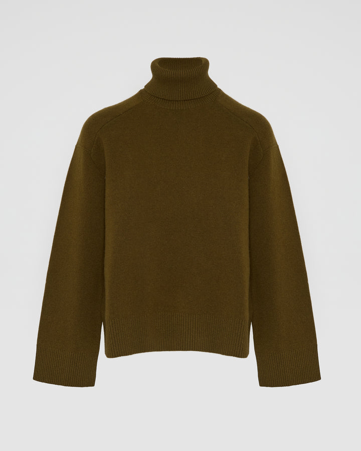 Black Friday - Yves Salomon - Polo-neck sweater - khaki - front view
