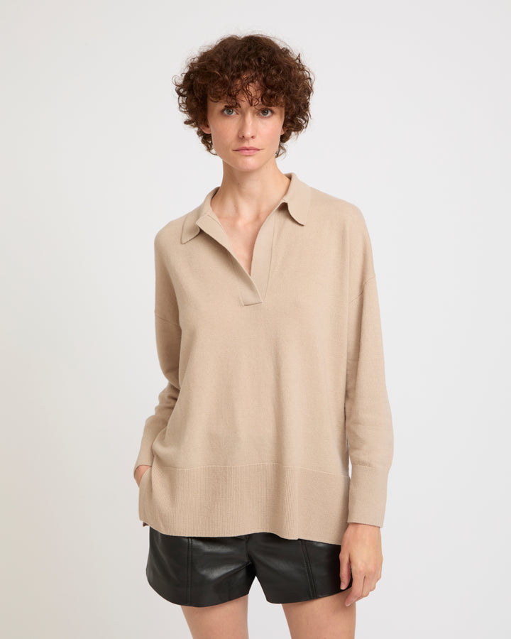 Merino knit polo shirt -Yves Salomon - New spring summer collection