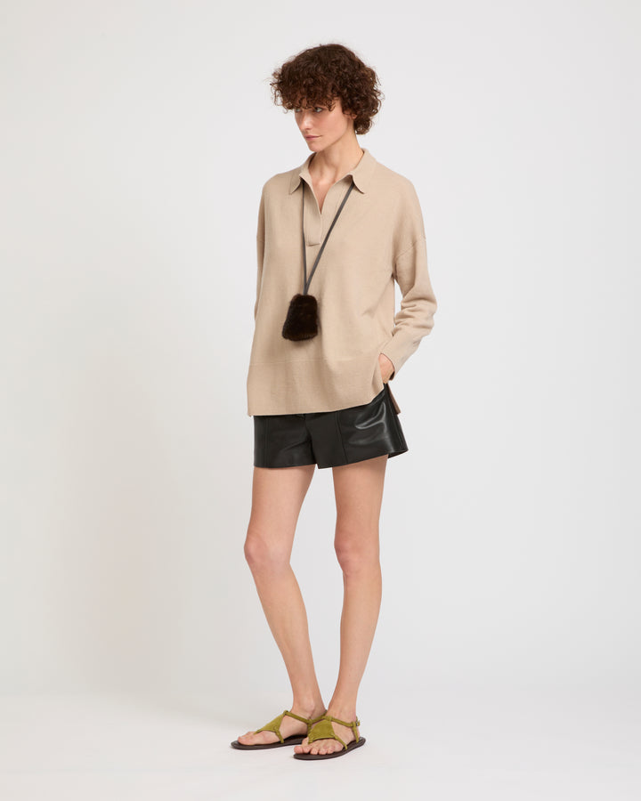 Merino knit polo shirt -Yves Salomon - New spring summer collection