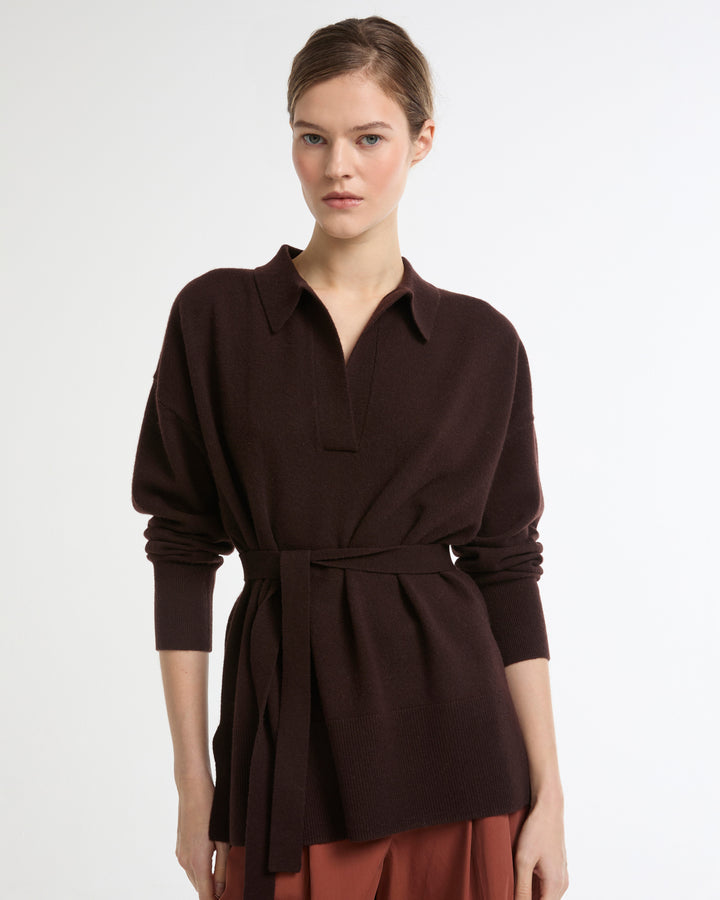 Merino knit polo shirt -Yves Salomon - New spring summer collection