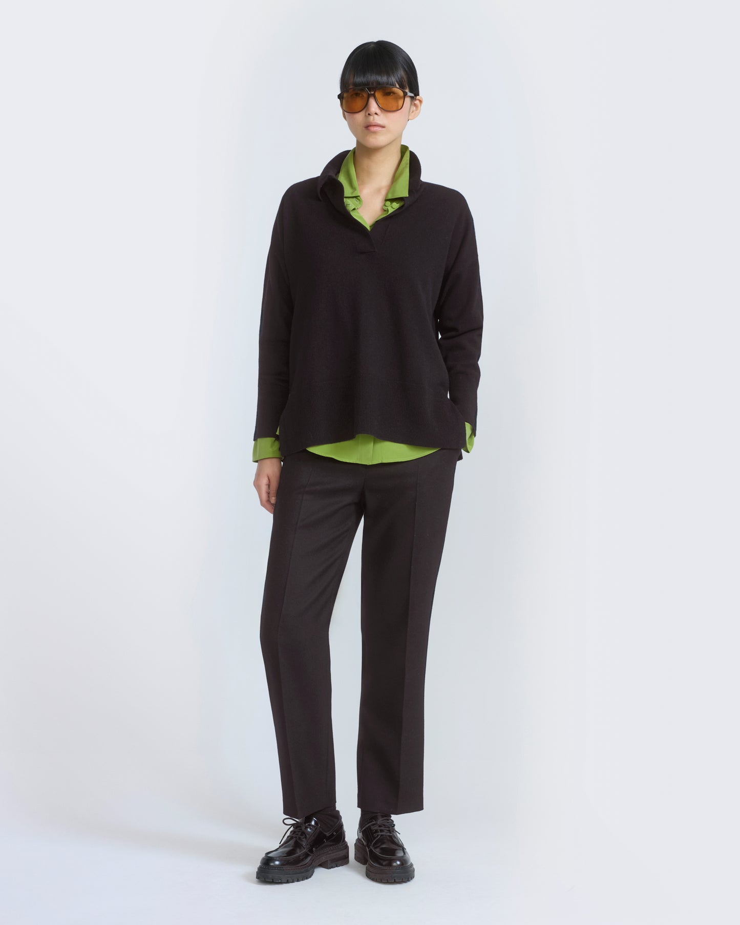 Merino knit polo shirt