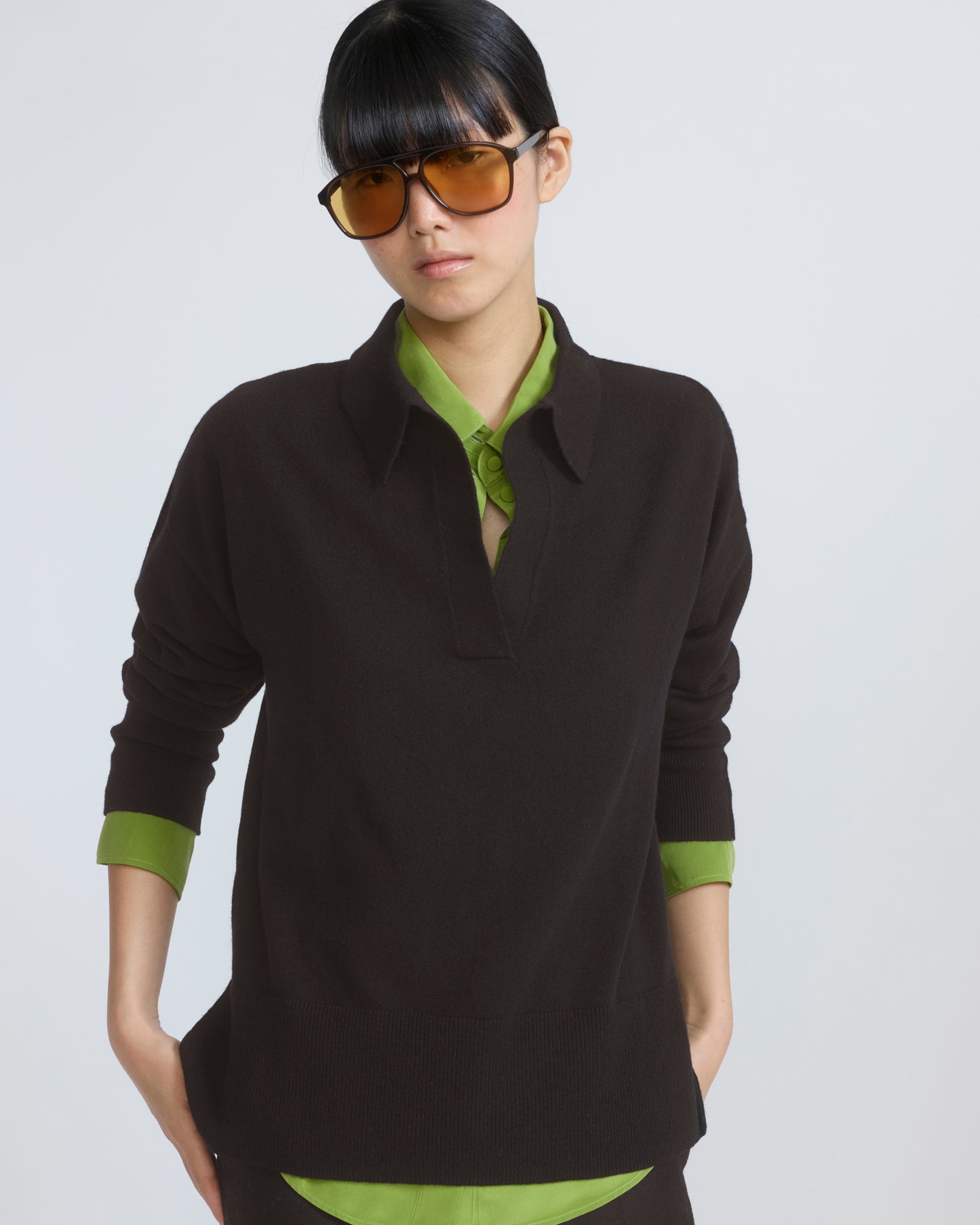 Merino knit polo shirt