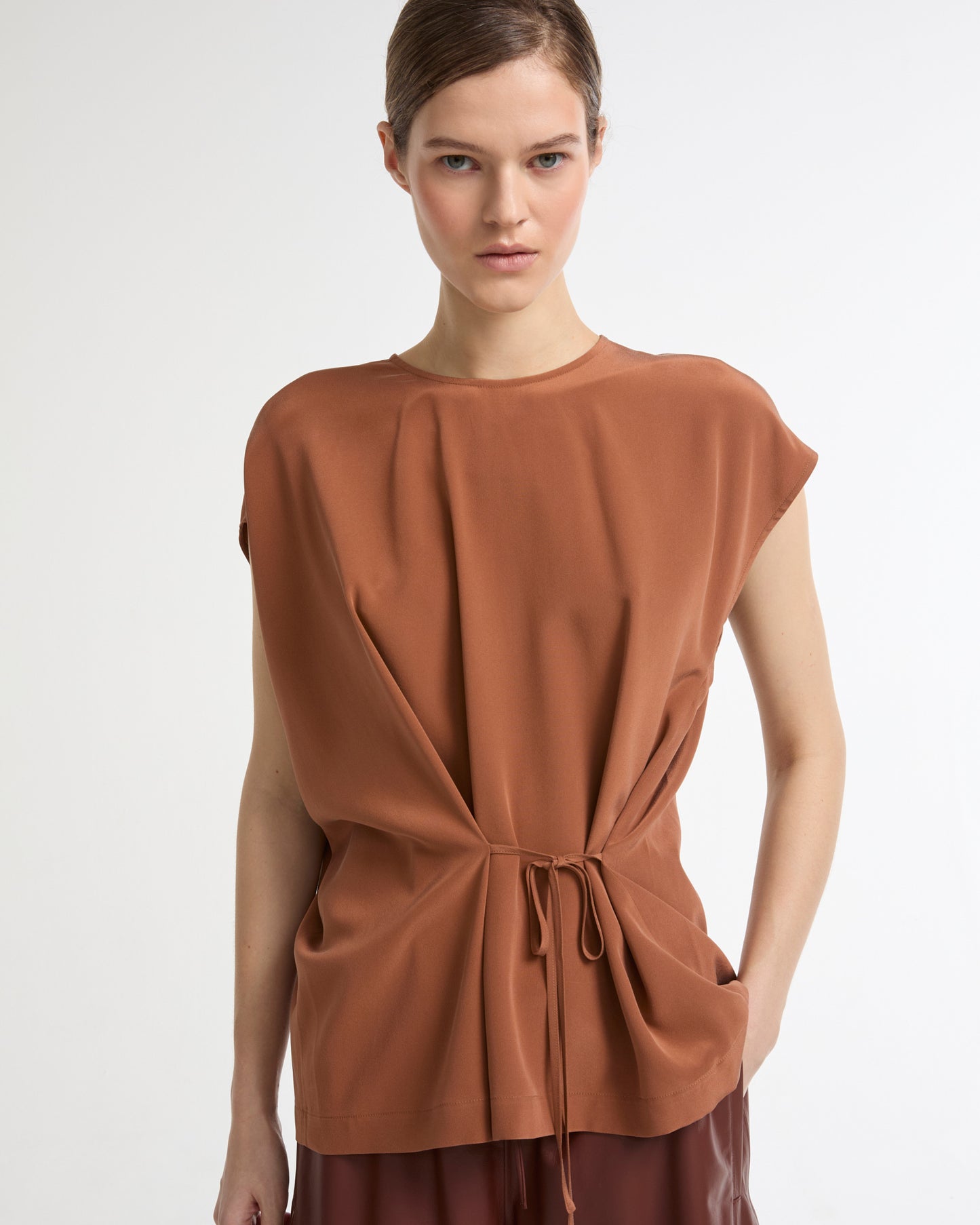 Fluid silk crepe top -Yves Salomon - New spring summer collection