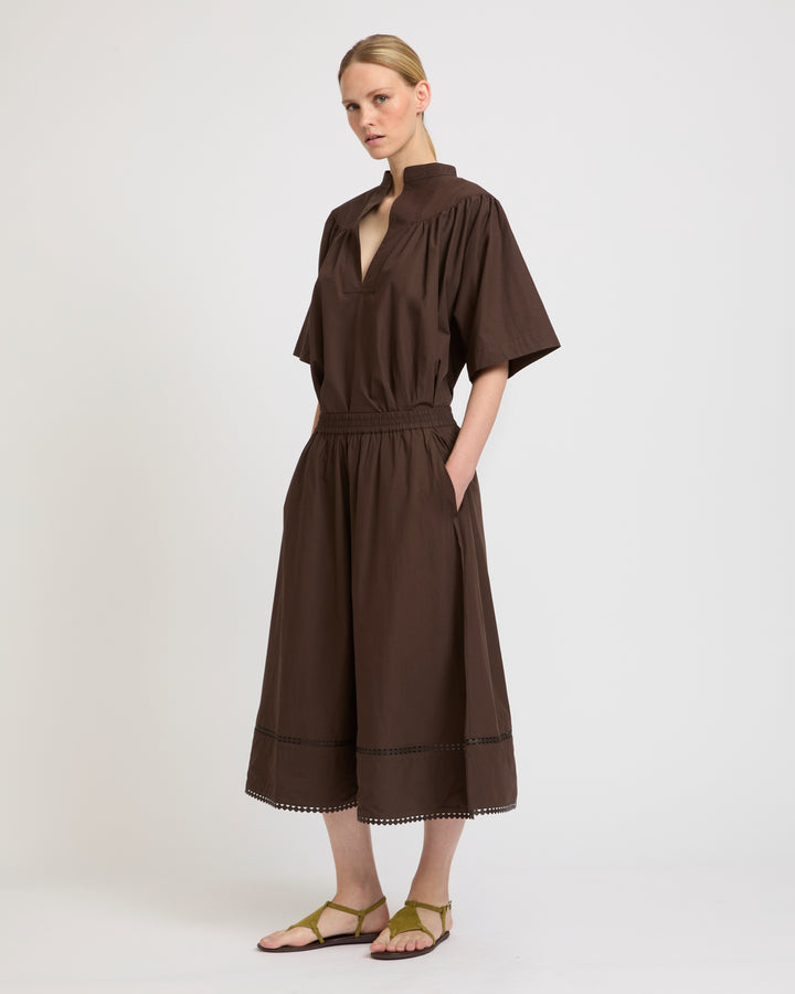 Poplin skirt with leather details -Yves Salomon - New spring summer collection