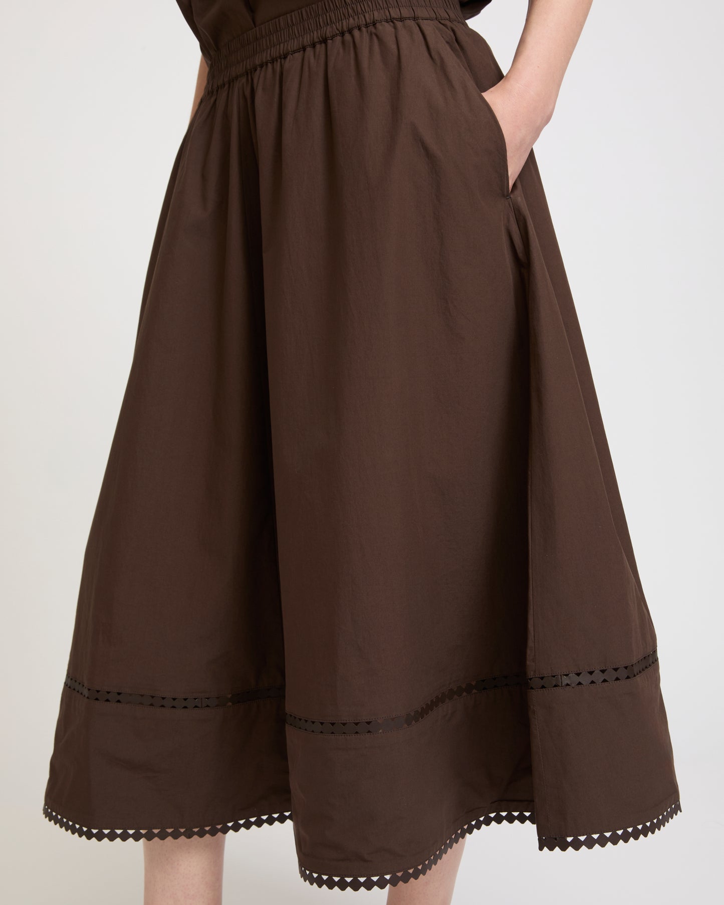 Poplin skirt with leather details -Yves Salomon - New spring summer collection
