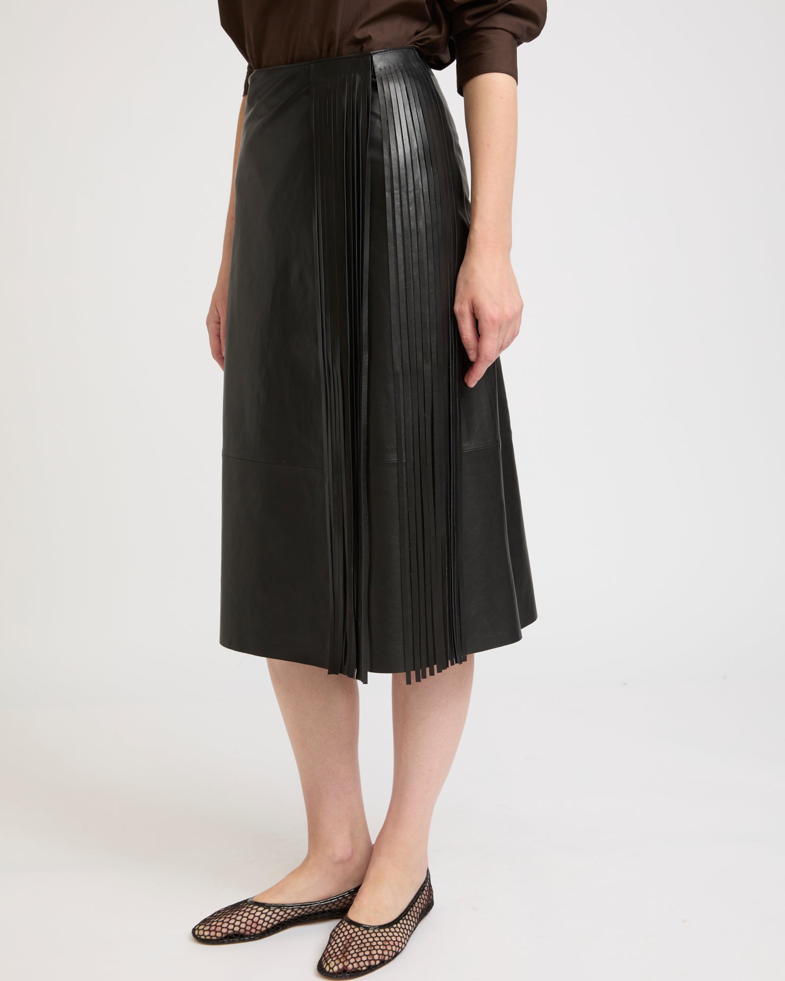 Leather fringe wrap skirt -Yves Salomon - New spring summer collection