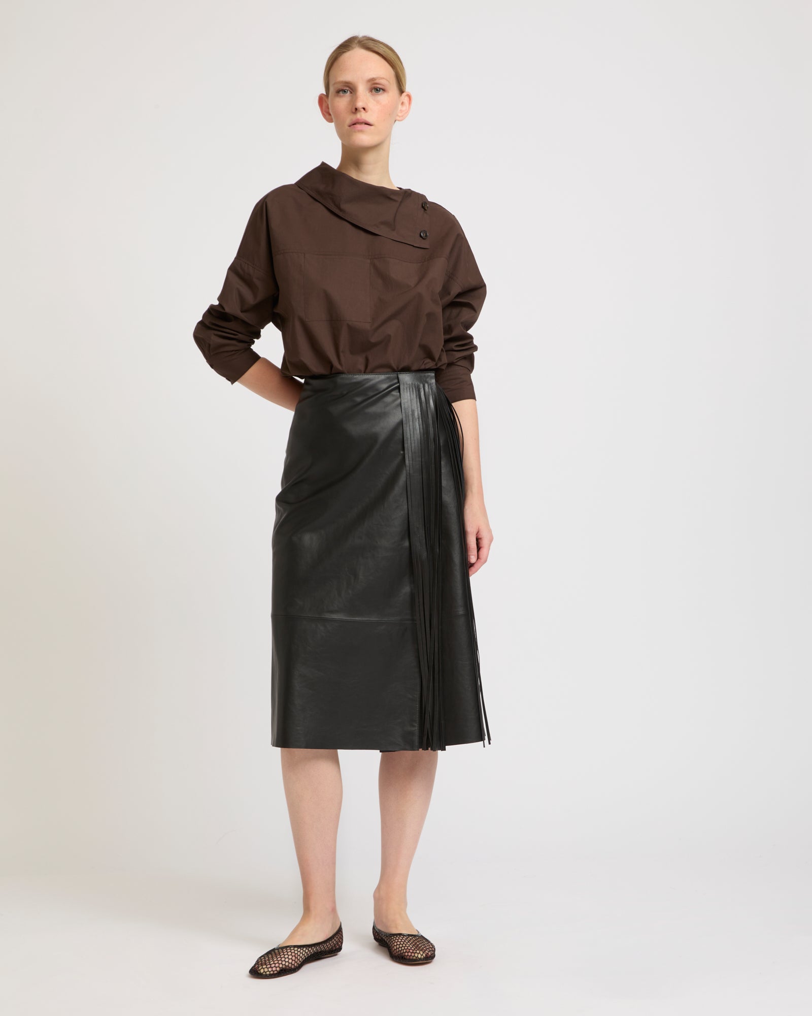 Leather fringe wrap skirt -Yves Salomon - New spring summer collection