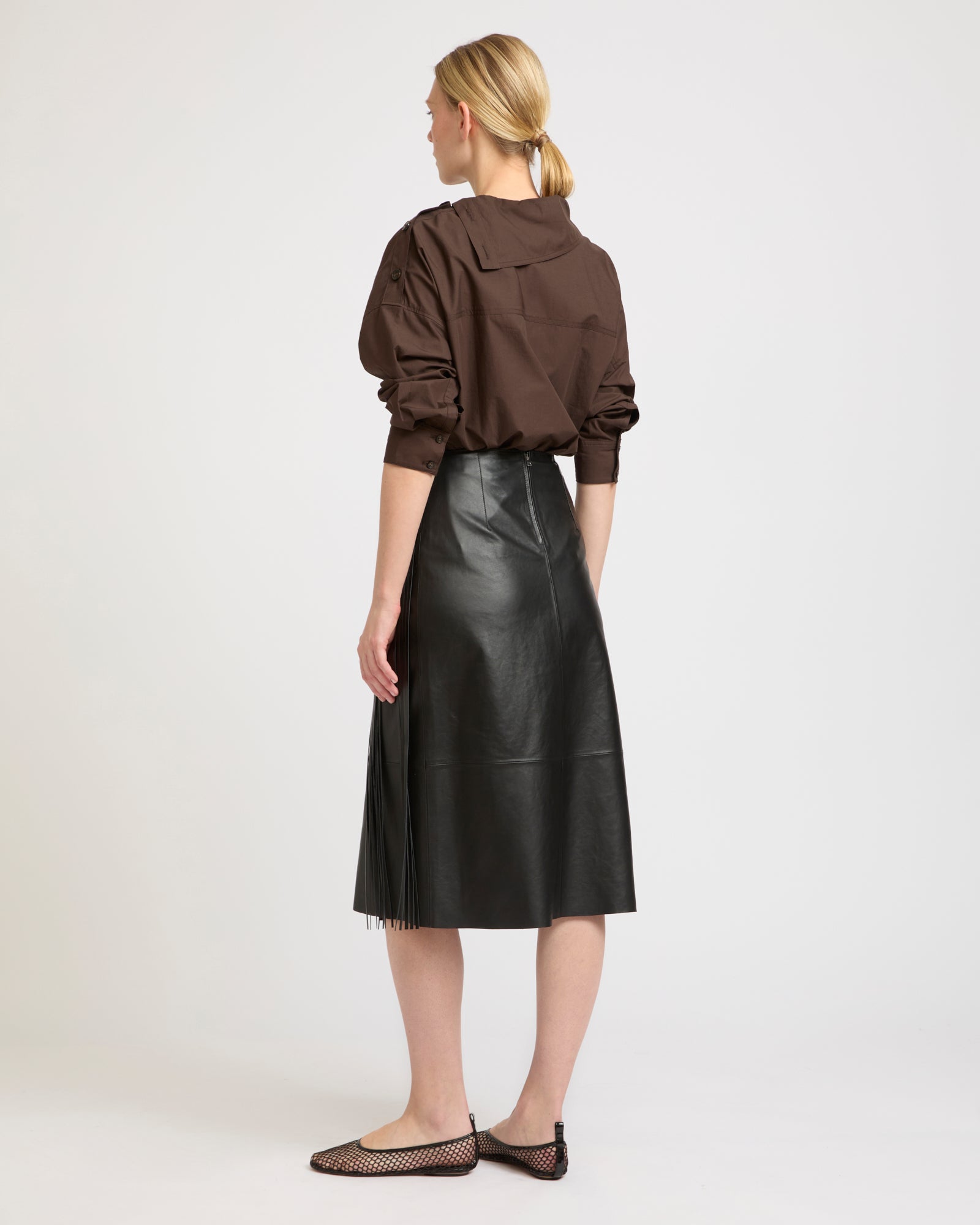Leather fringe wrap skirt -Yves Salomon - New spring summer collection