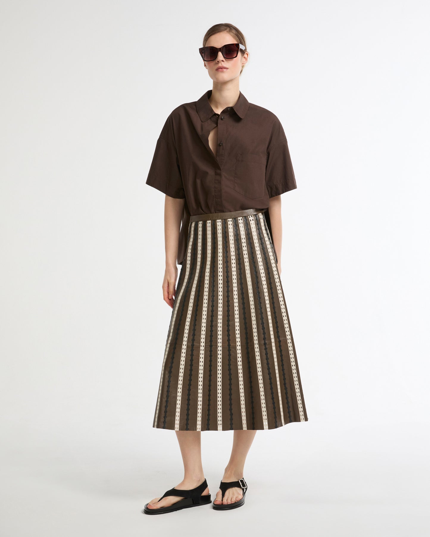 Perforated leather maxi skirt -Yves Salomon - New spring summer collection