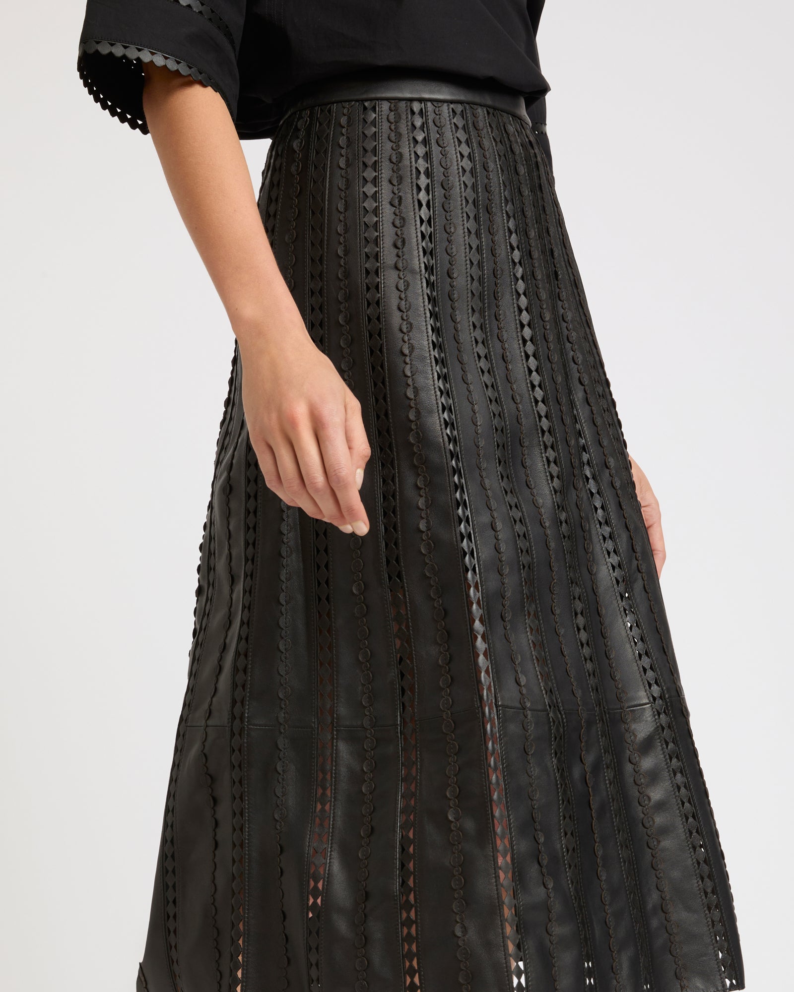Perforated leather maxi skirt -Yves Salomon - New spring summer collection