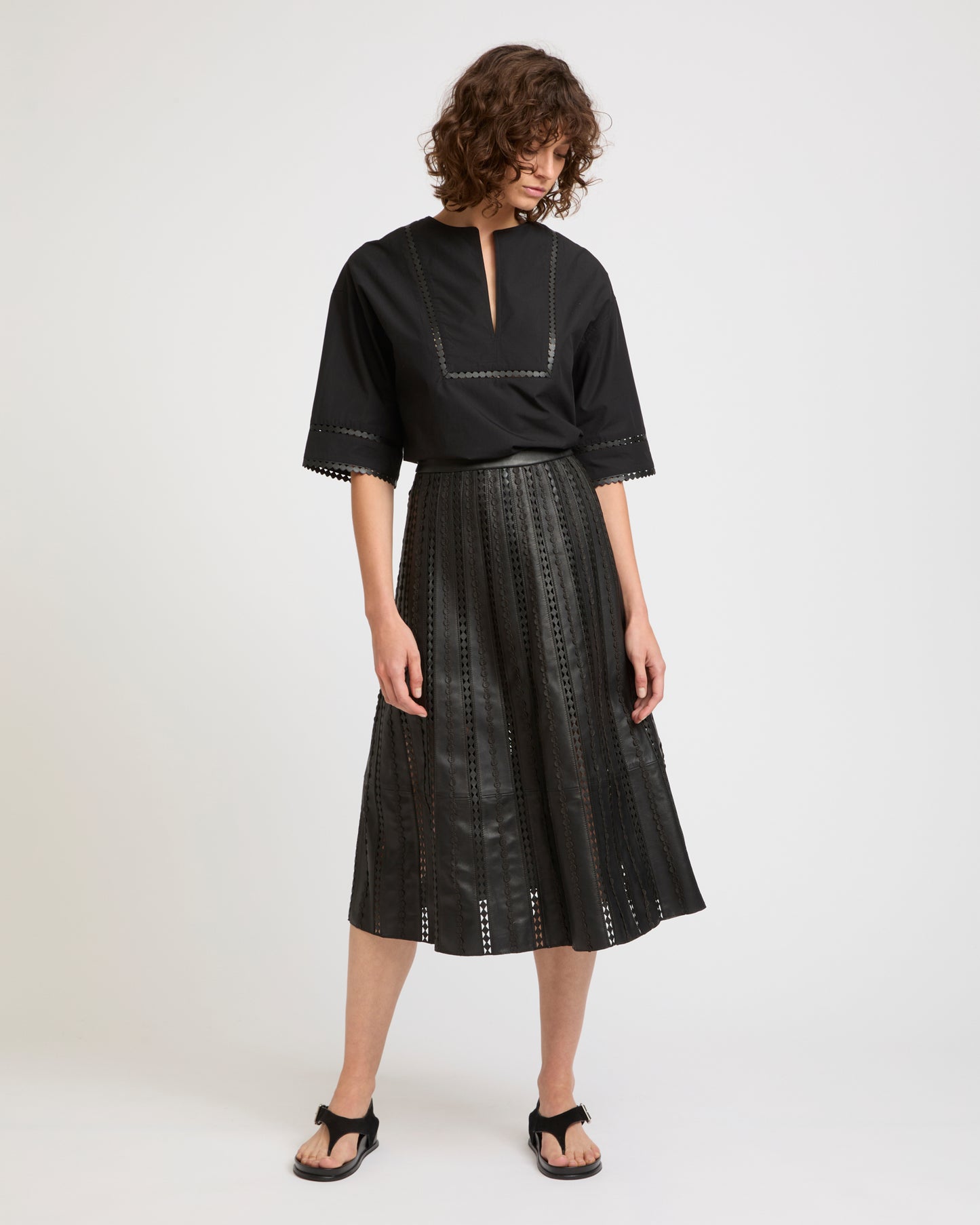 Perforated leather maxi skirt -Yves Salomon - New spring summer collection