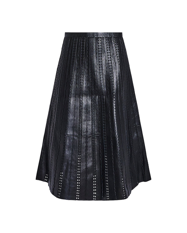 Perforated leather maxi skirt