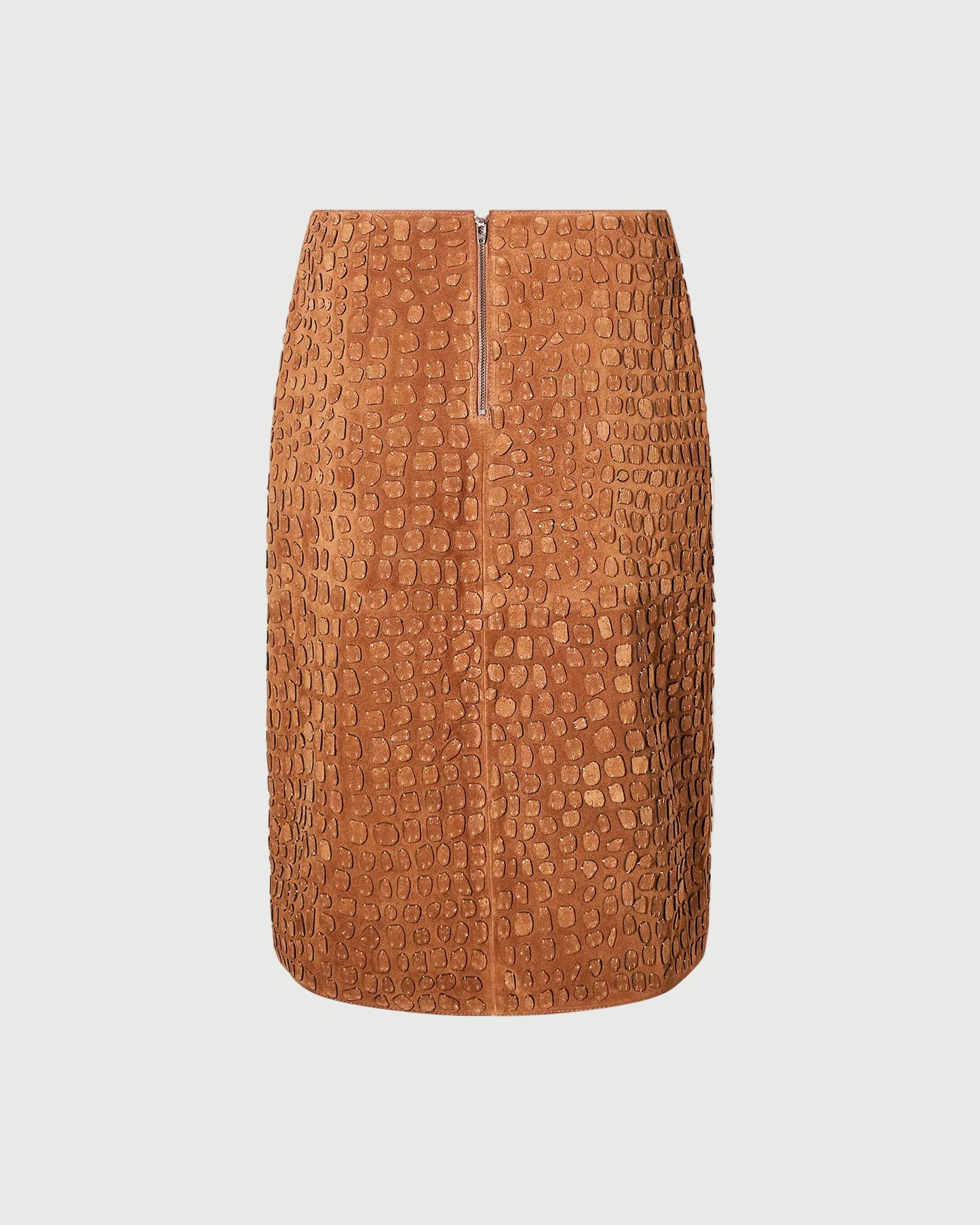 Summer sale - Mid-length skirt in embroidered suede calfskin -Yves Salomon - New spring summer collection