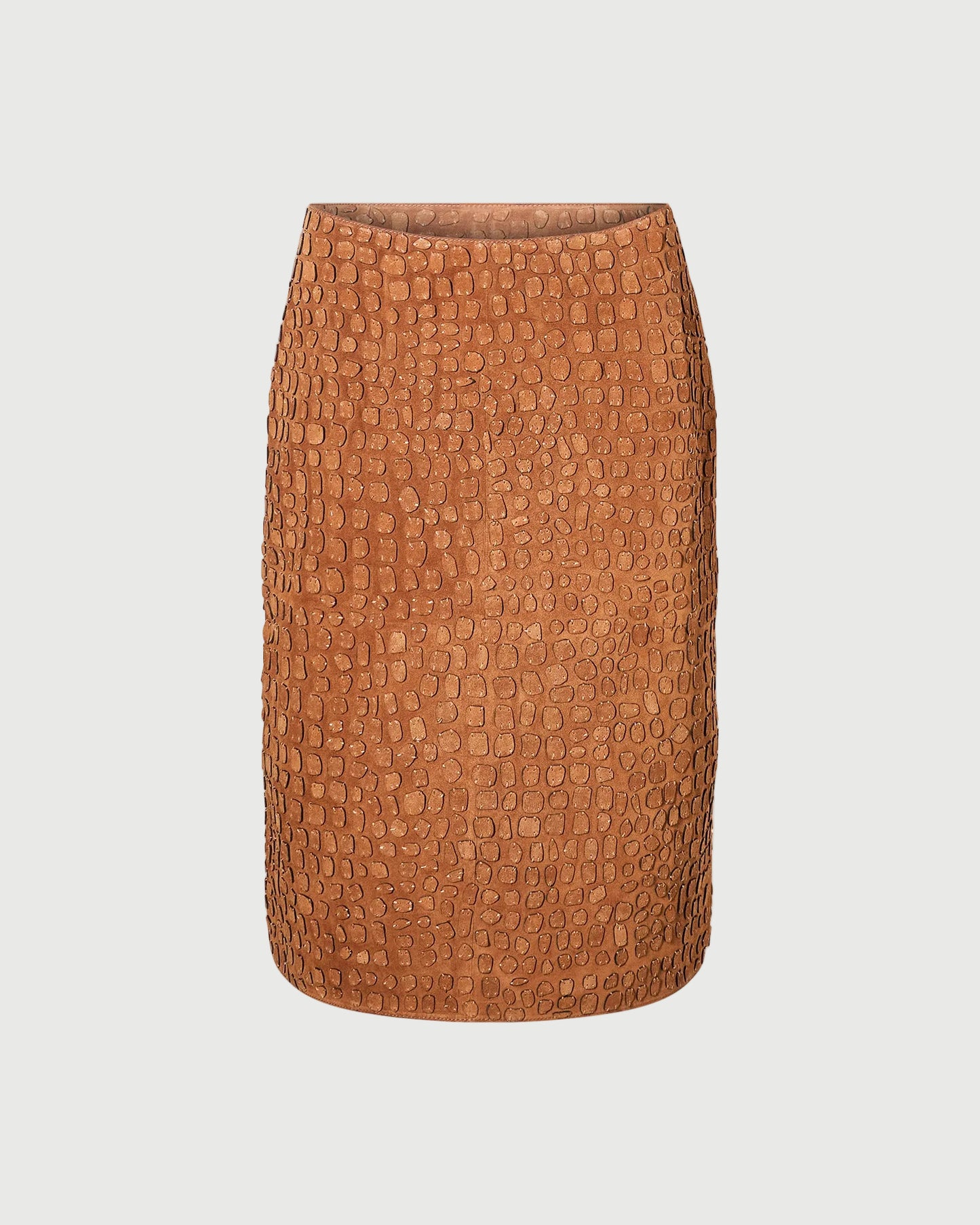 Summer sale - Mid-length skirt in embroidered suede calfskin -Yves Salomon - New spring summer collection