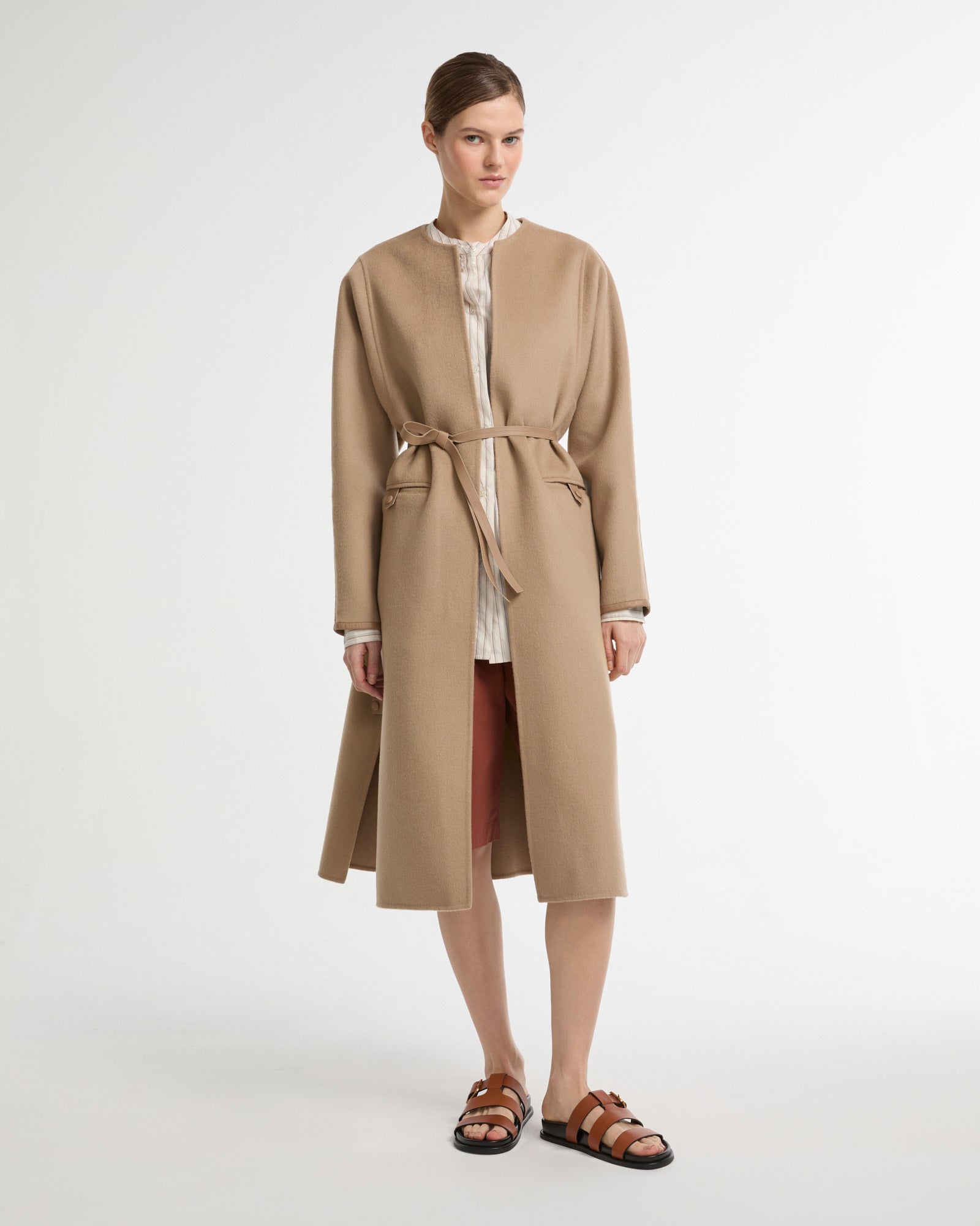 Double-sided cashmere-blend belted maxi coat -Yves Salomon - New spring summer collection