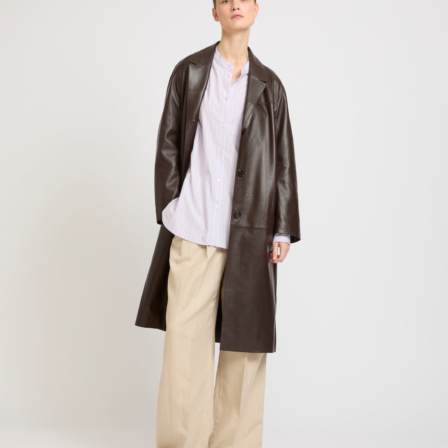 Straight leather coat -Yves Salomon - New spring summer collection