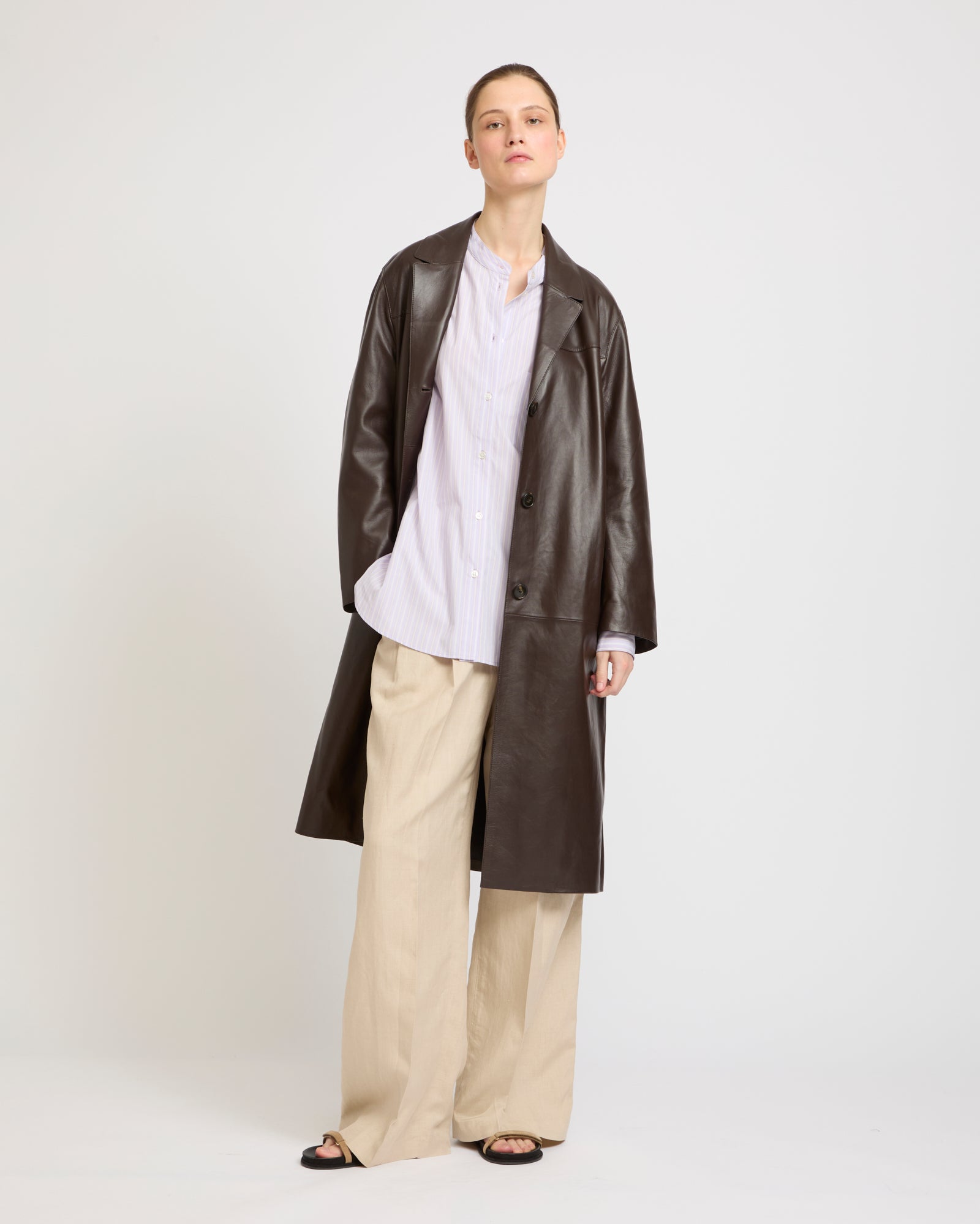 Straight leather coat -Yves Salomon - New spring summer collection