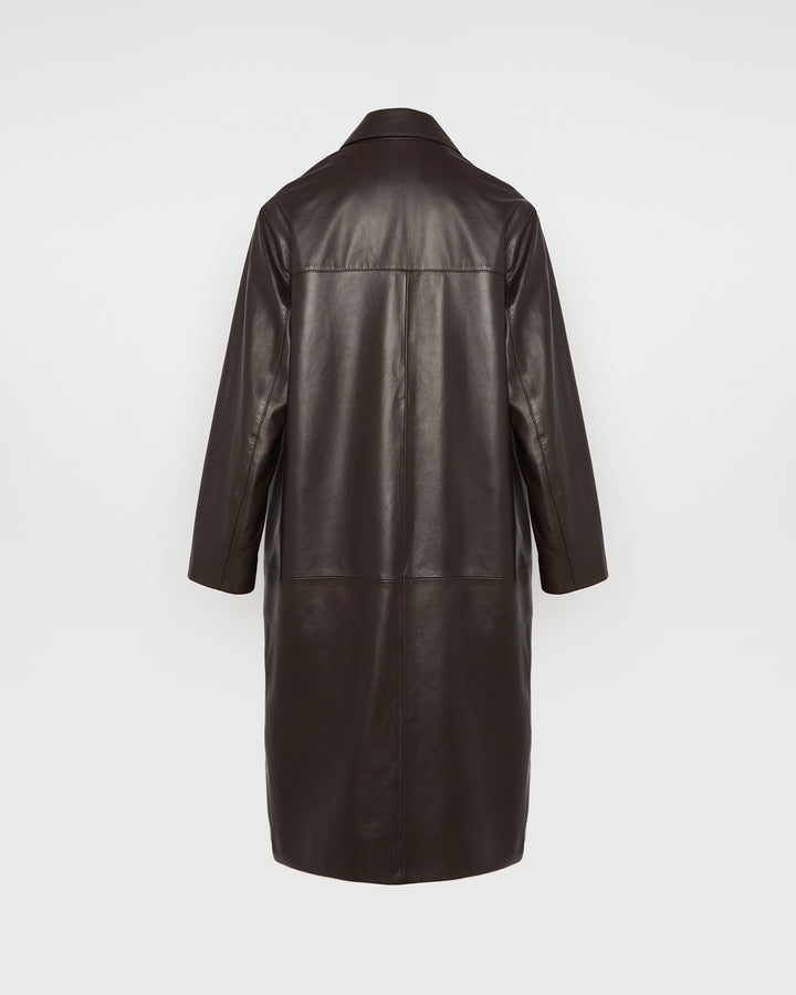 Black Friday - Yves Salomon - Straight leather coat - brown - back view