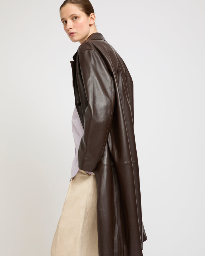Straight leather coat -Yves Salomon - New spring summer collection