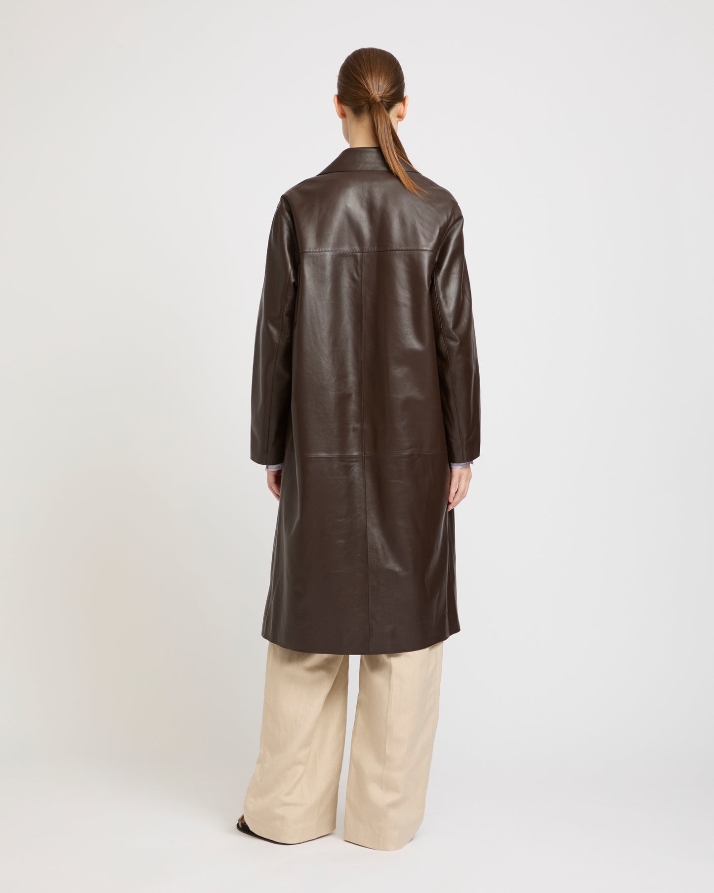 Straight leather coat -Yves Salomon - New spring summer collection