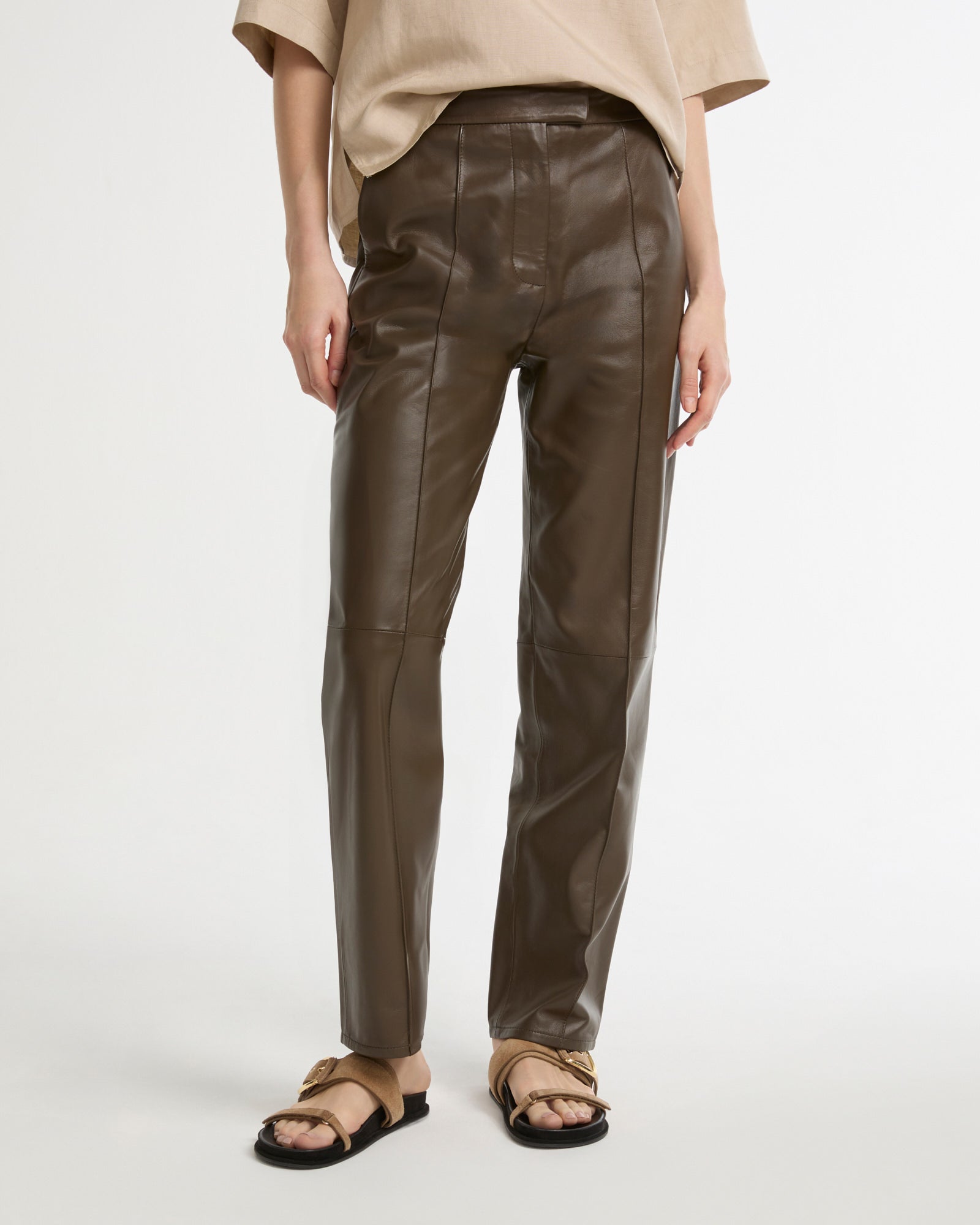 Leather tailored trousers -Yves Salomon - New spring summer collection