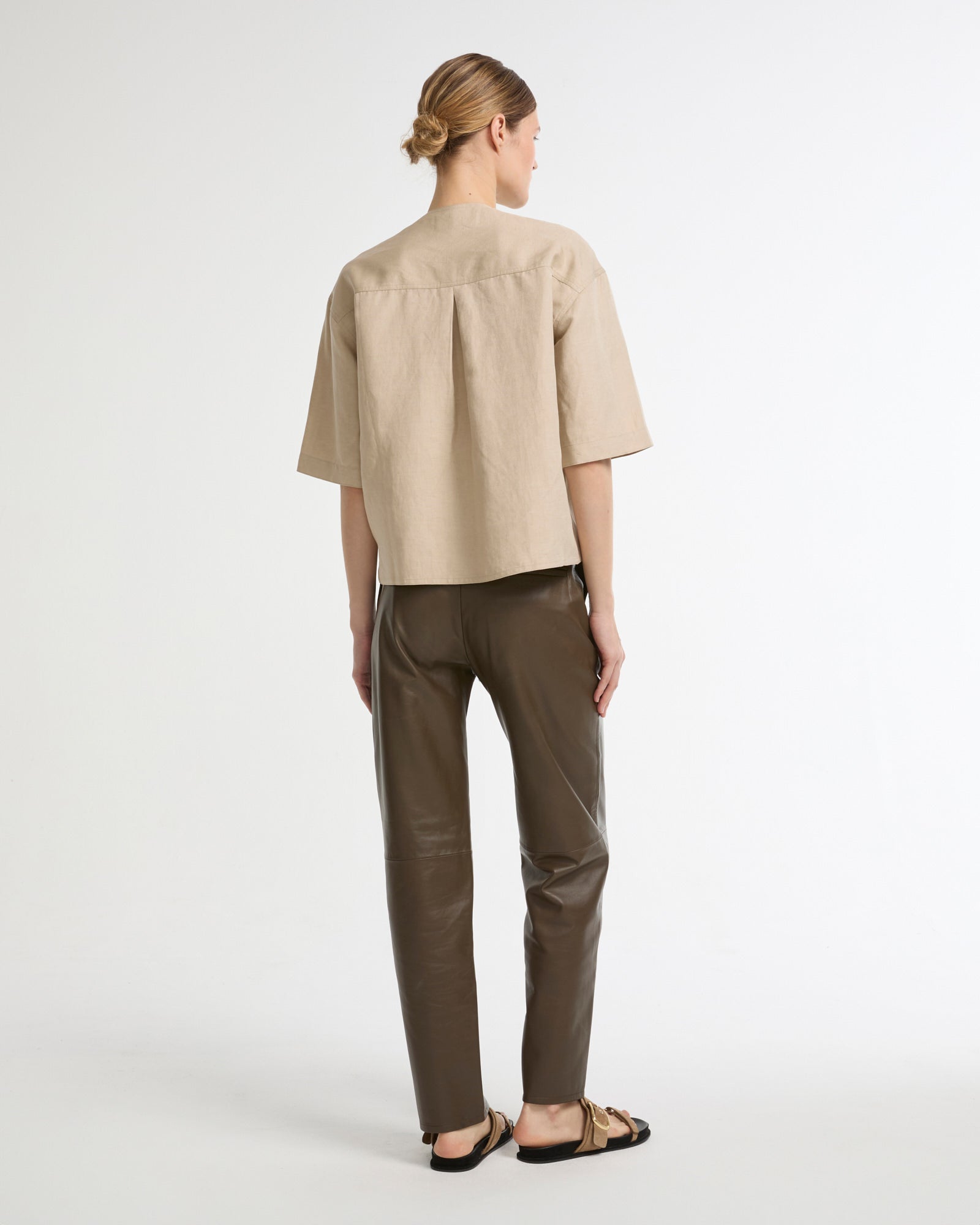 Leather tailored trousers -Yves Salomon - New spring summer collection