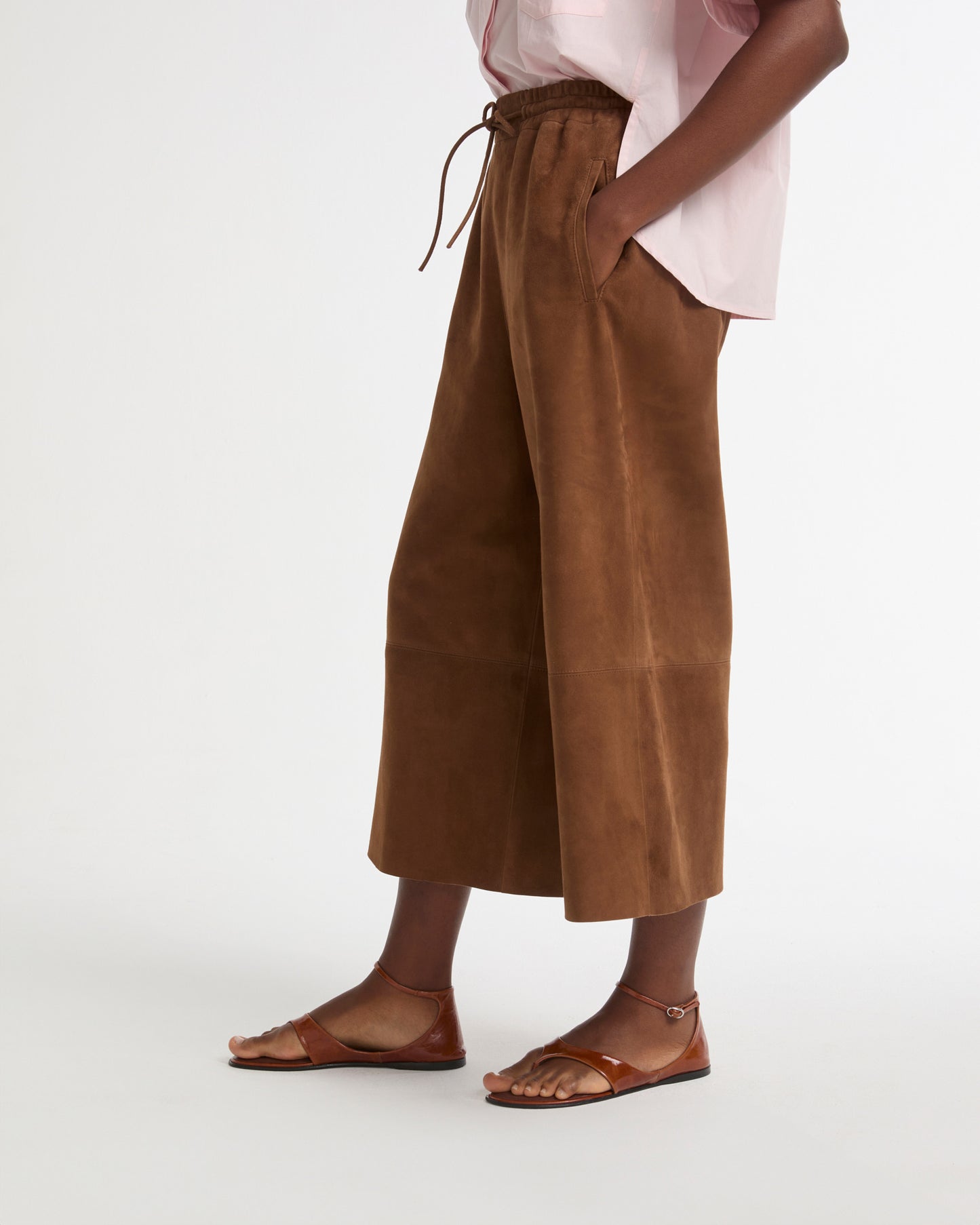 NE PAS METTRE EN LIGNE Suede calfskin wide trousers -Yves Salomon - New spring summer collection