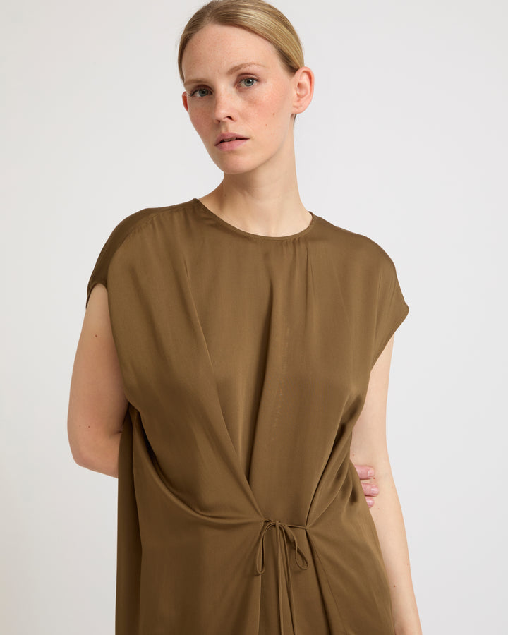 Asymmetric adjustable satin dress -Yves Salomon - New spring summer collection