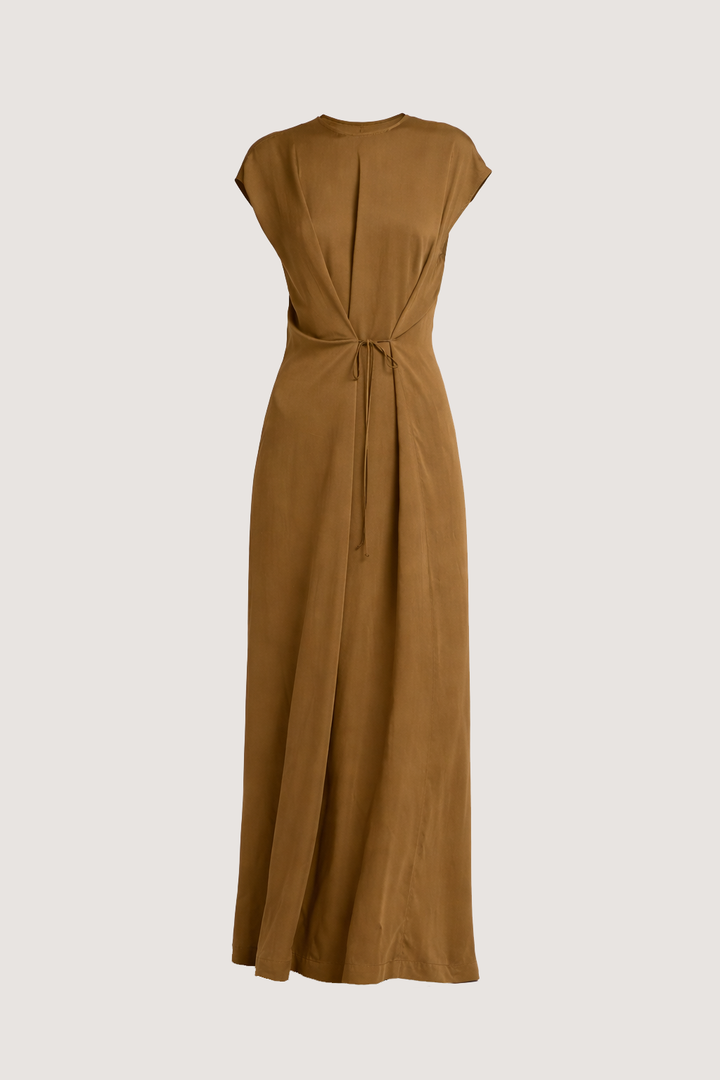 Asymmetric adjustable satin dress