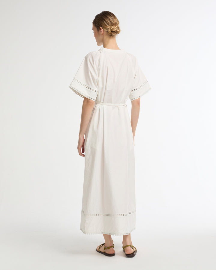 Short sleeve poplin dress with leather details -Yves Salomon - New spring summer collection