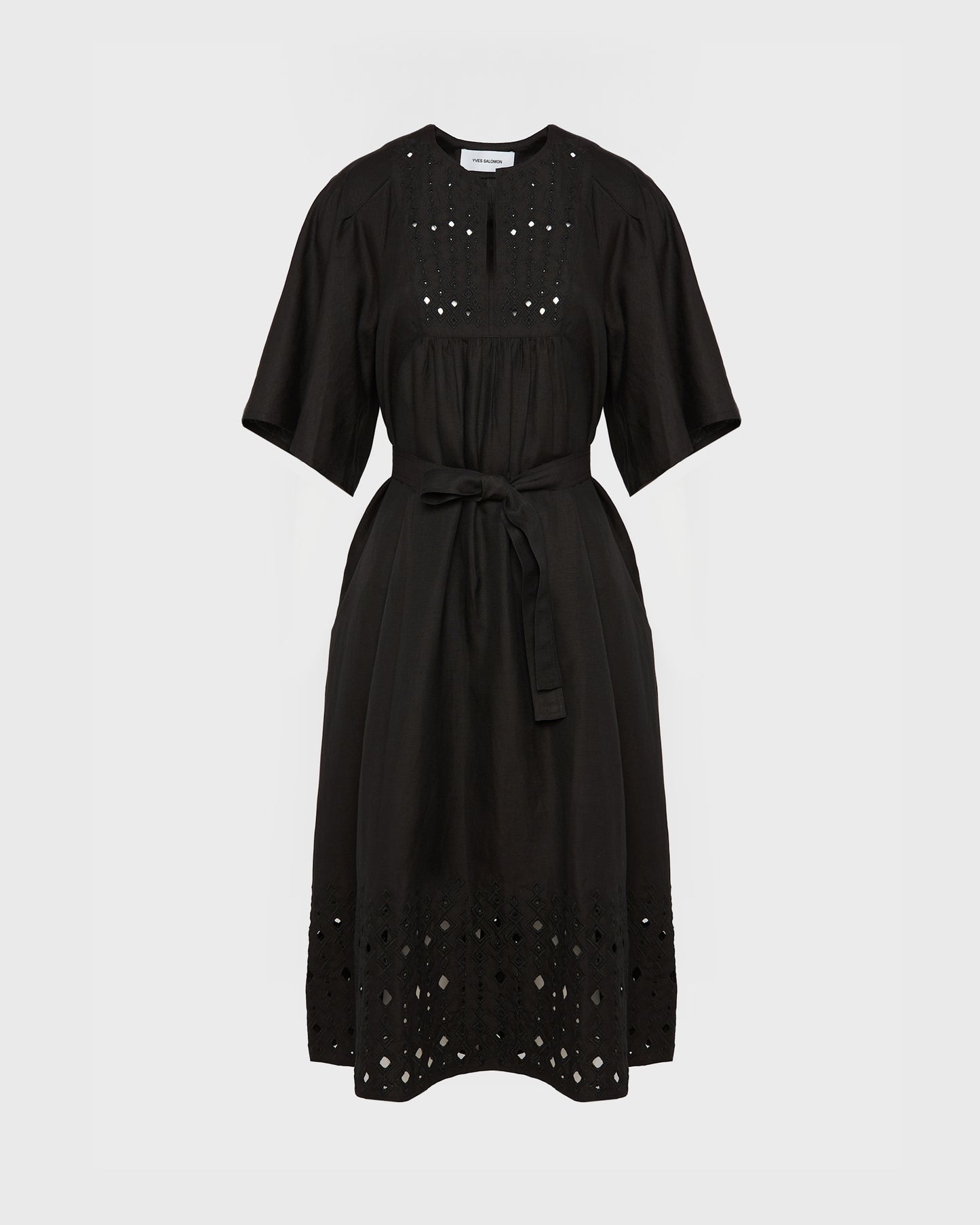 Summer sale - Flowing dress in embroidered linen -Yves Salomon - New spring summer collection