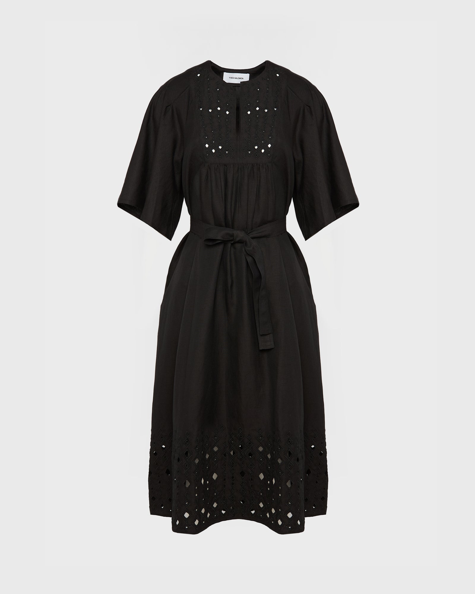 Summer sale - Flowing dress in embroidered linen -Yves Salomon - New spring summer collection