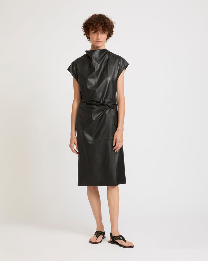 Draped lambskin leather dress -Yves Salomon - New spring summer collection