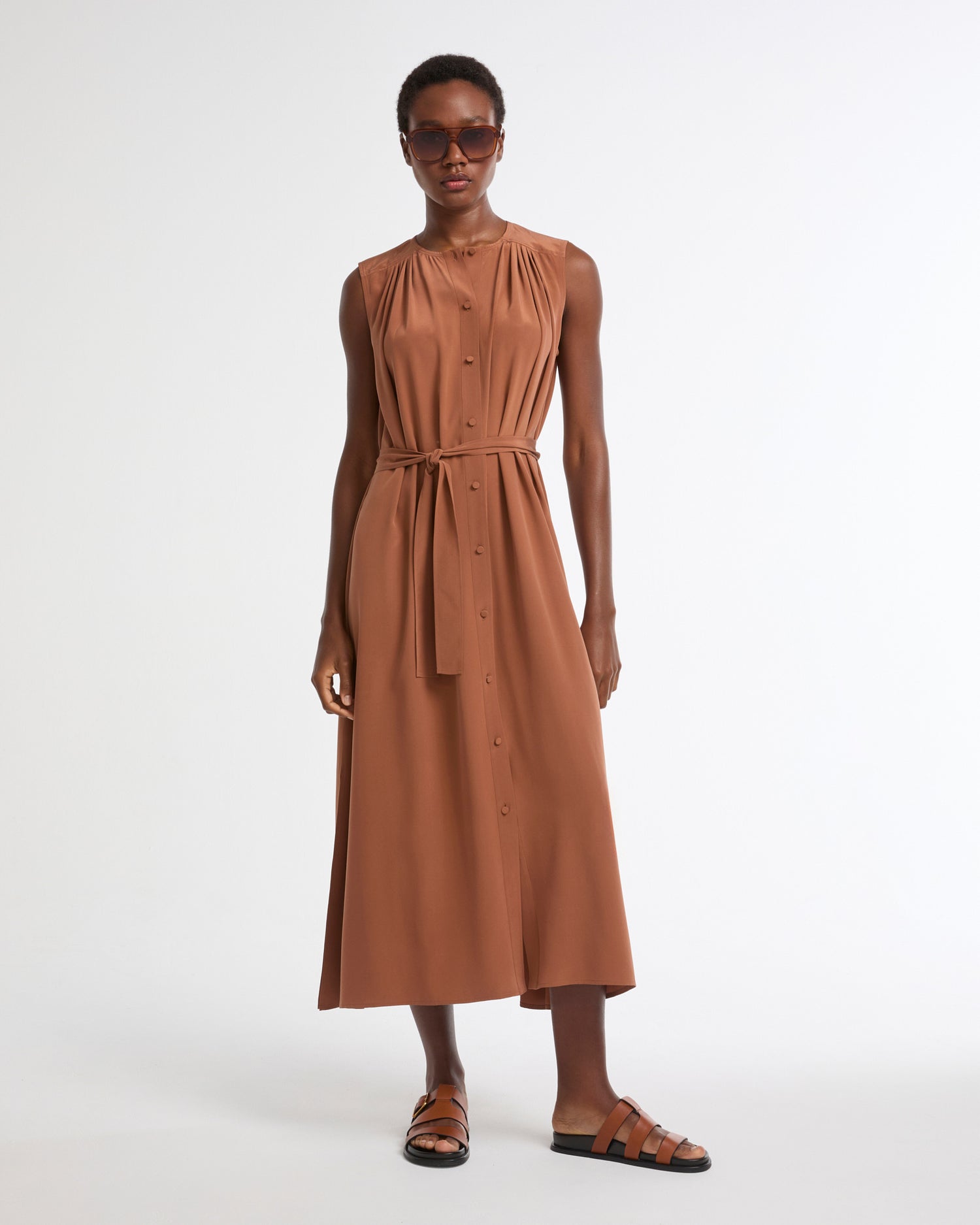 Long fluid dress in silk crepe -Yves Salomon - New spring summer collection