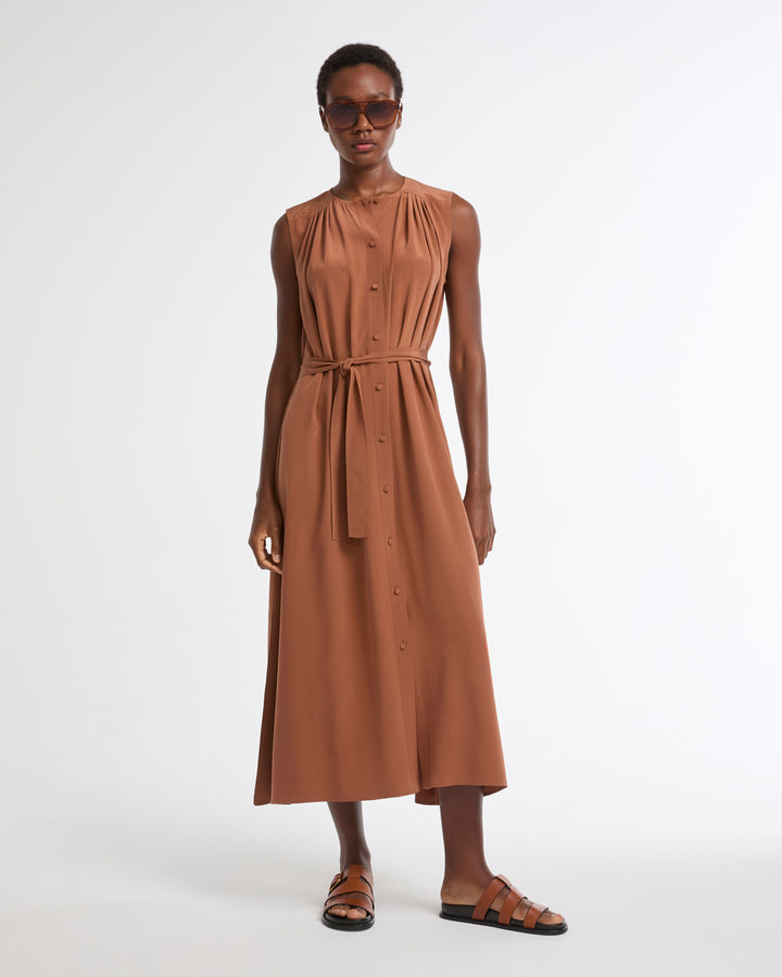 Long fluid dress in silk crepe -Yves Salomon - New spring summer collection