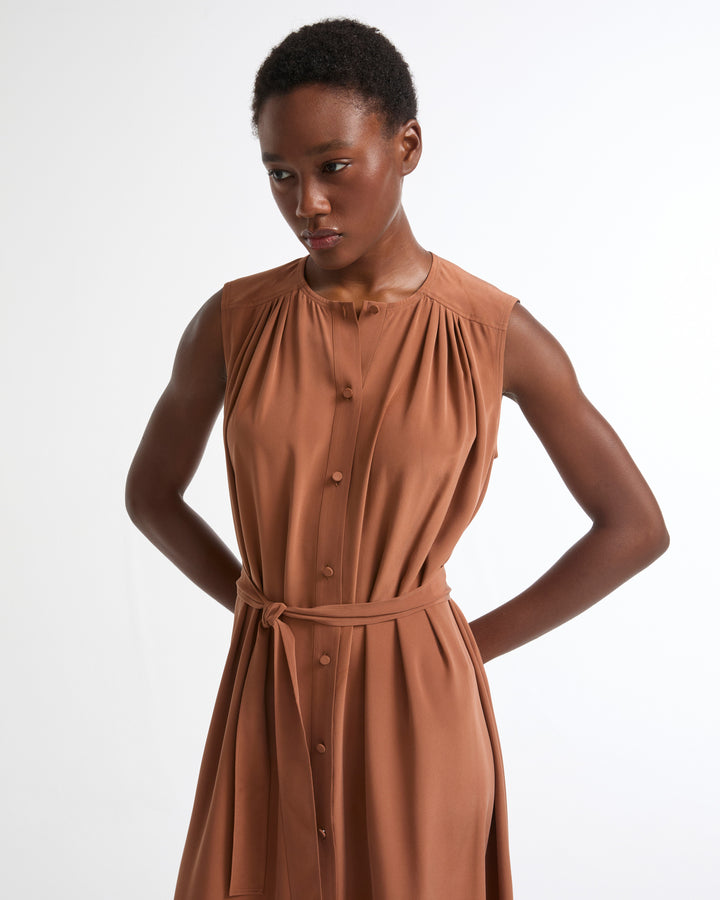 Long fluid dress in silk crepe -Yves Salomon - New spring summer collection