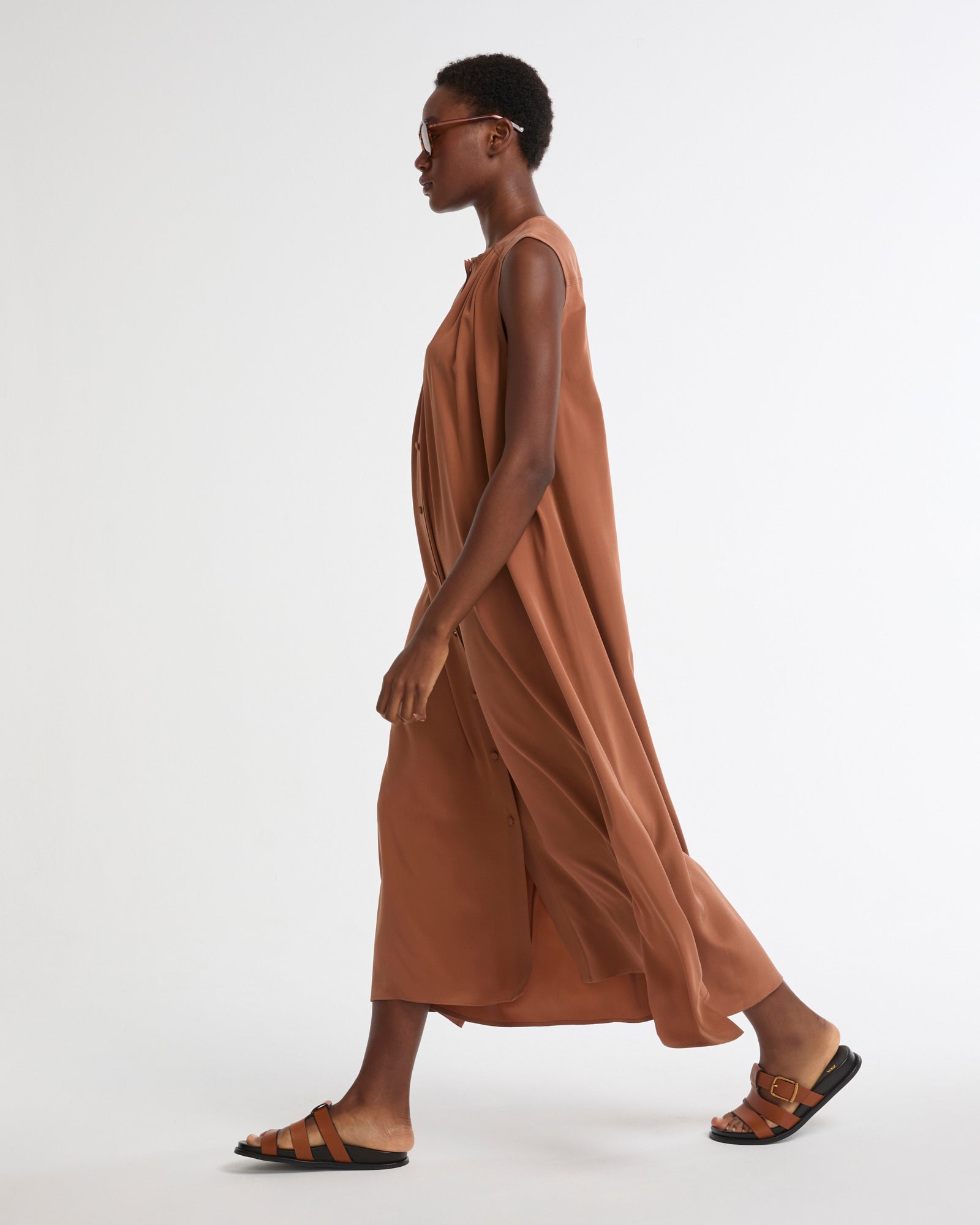 Summer sale - Long fluid dress in silk crepe -Yves Salomon - New spring summer collection