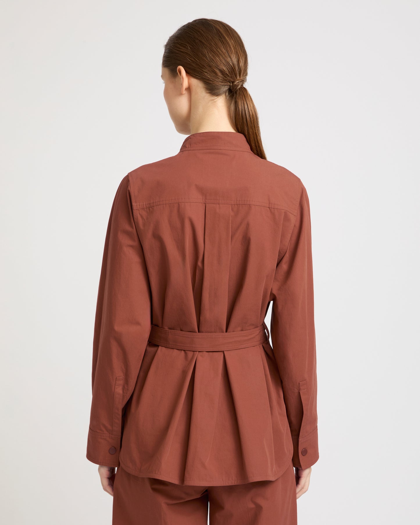 Belted safari jacket in cotton fabric