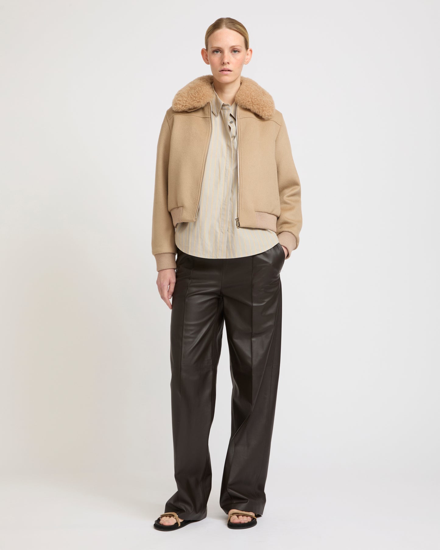 Cashmere-blend bomber jacket with removable mink collar -Yves Salomon - New spring summer collection