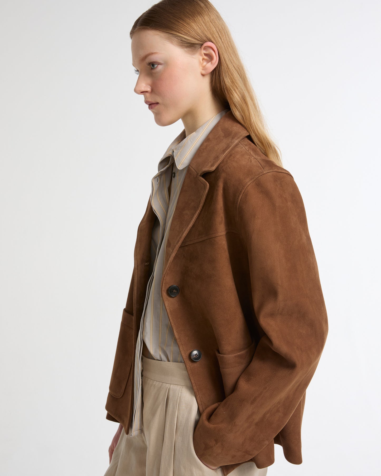 Summer sale -  Suede calfskin safari jacket -Yves Salomon - New spring summer collection