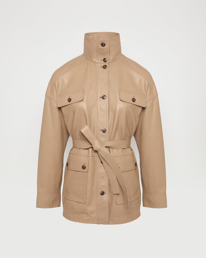 Leather safari jacket