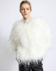 Short ostrich feather jacket