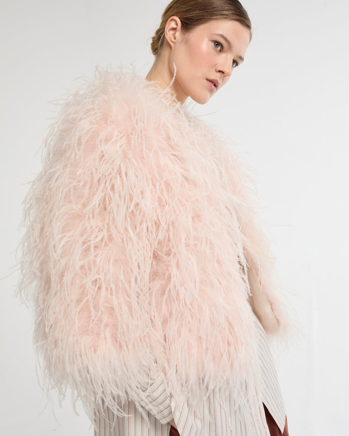 Cropped feather jacket -Yves Salomon - New spring summer collection