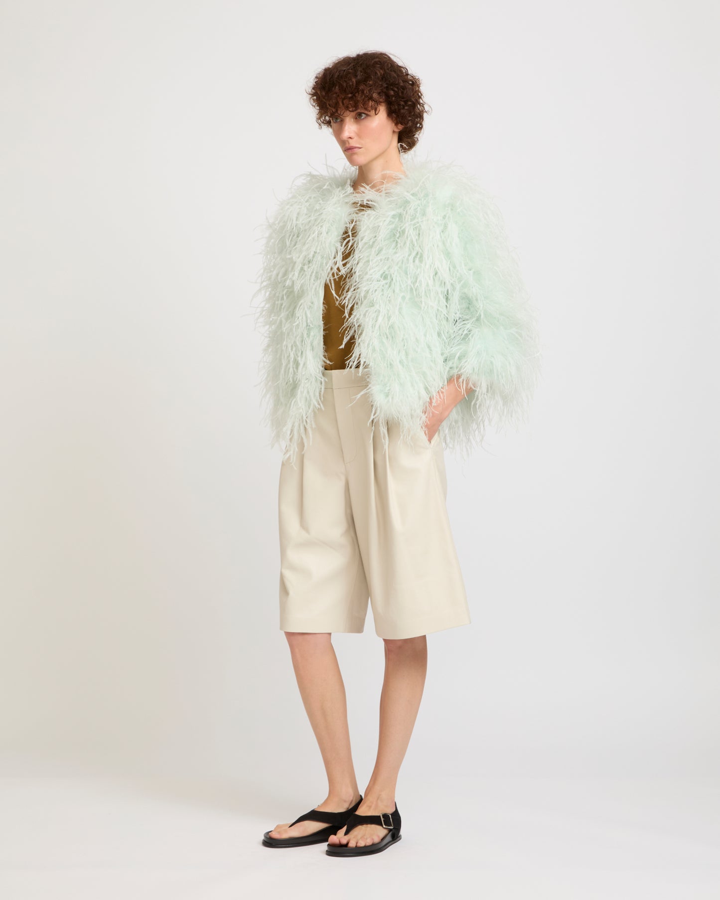 Cropped feather jacket -Yves Salomon - New spring summer collection