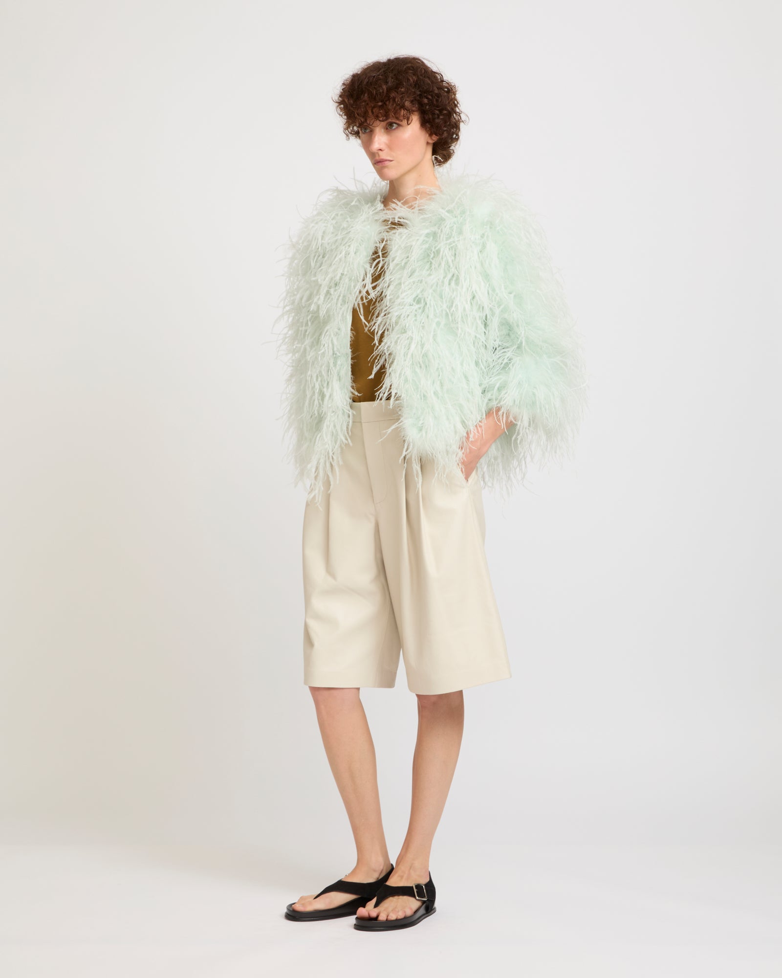 Cropped feather jacket -Yves Salomon - New spring summer collection