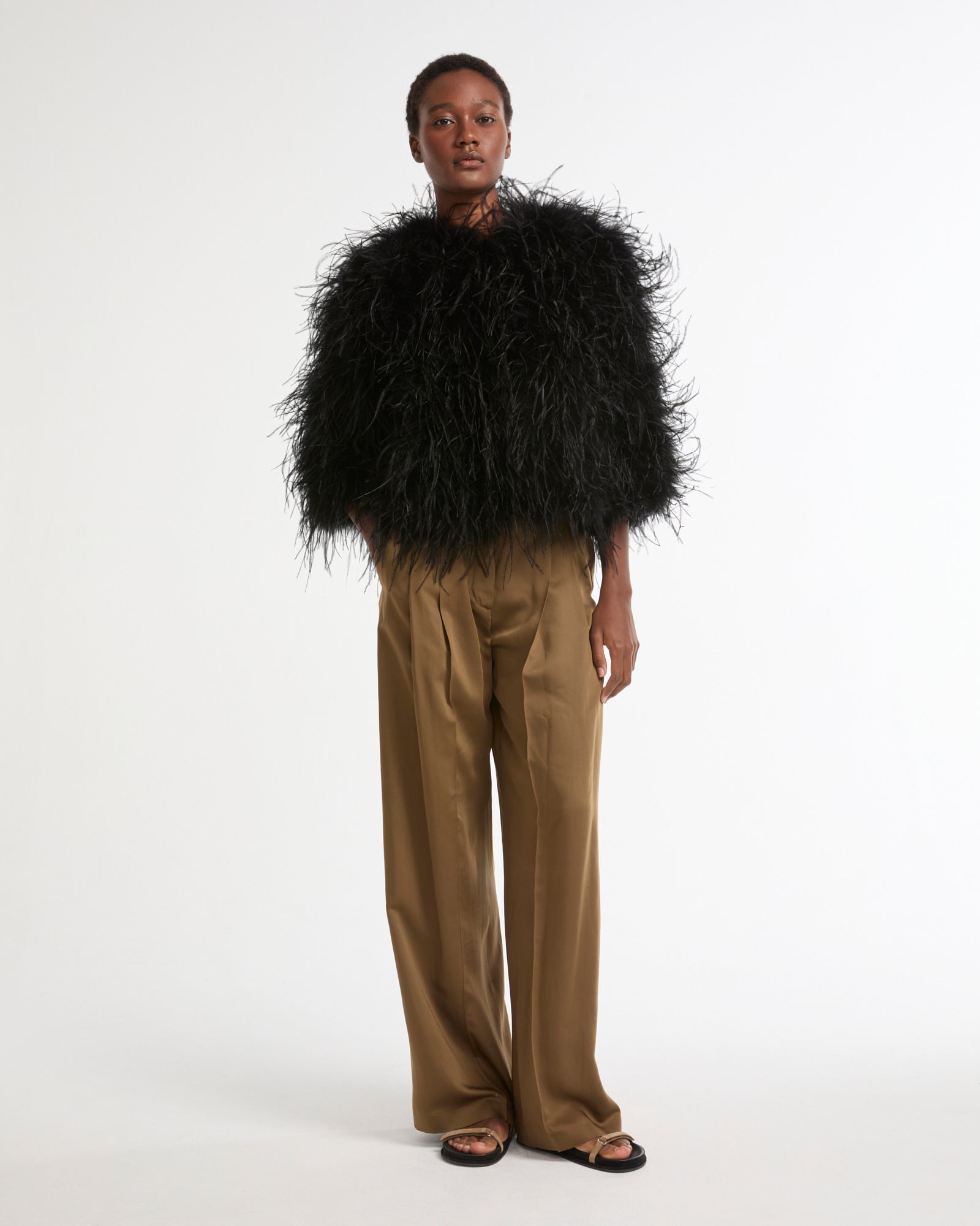 Cropped feather jacket -Yves Salomon - New spring summer collection
