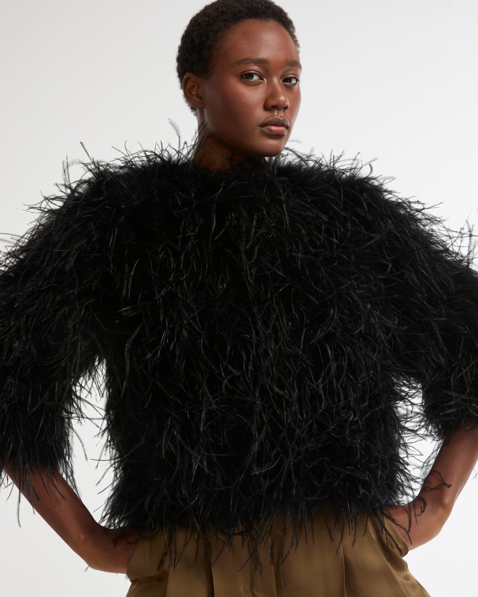 Cropped feather jacket -Yves Salomon - New spring summer collection